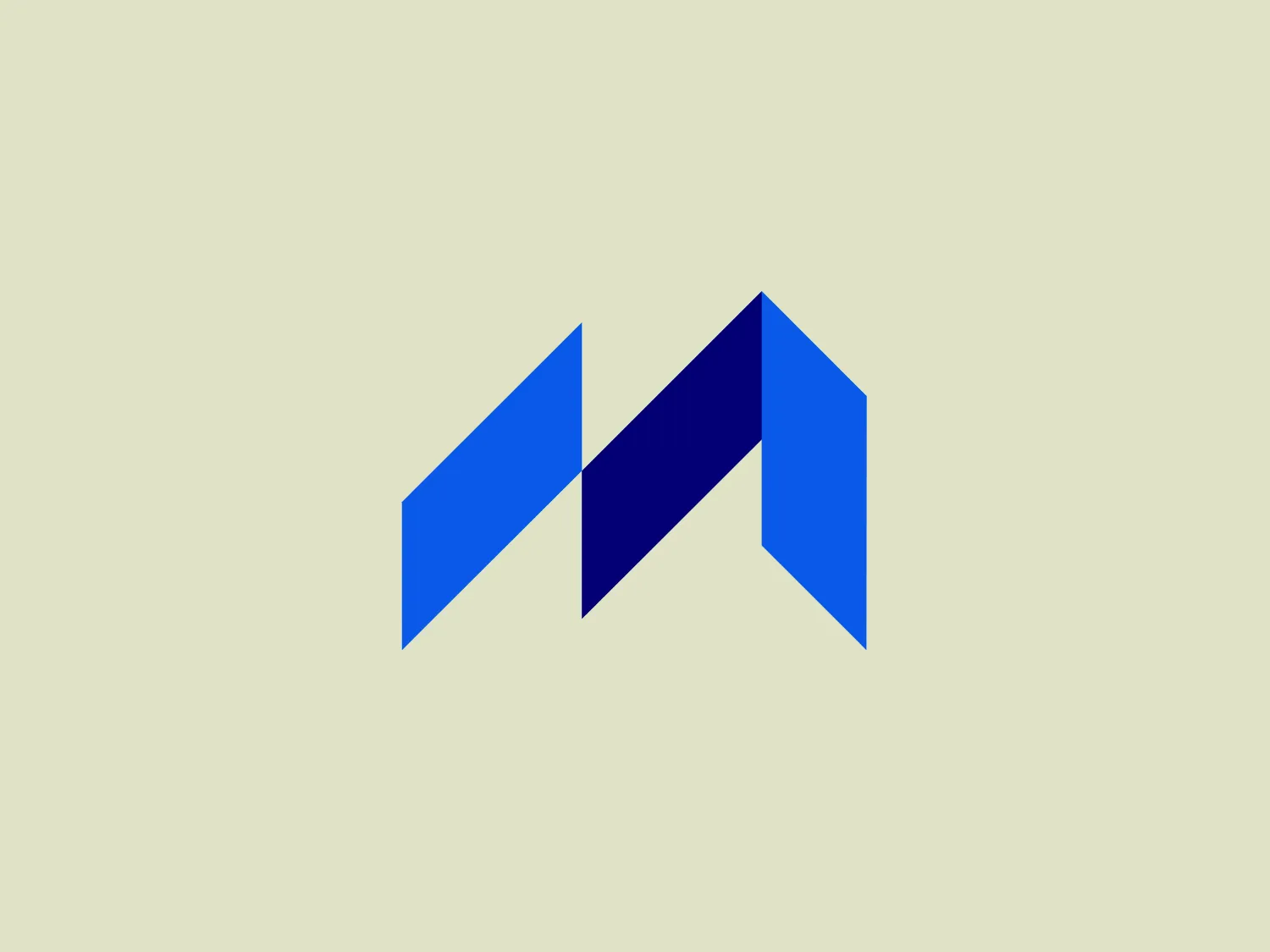 The MOGIC logo is an abstract, geometric design consisting of two symmetrical parts. It is composed of three-dimensional chevron-like shapes, mirroring each other with a common center line. The shapes are colored in two shades of blue, with the darker shade creating an illusion of depth on the left side and the lighter shade on the right side. The pointed ends of the chevrons and their angular connection in the middle convey a sense of movement and precision. Assuming that the logo is placed on a clean and subtle background that complements its sharp aesthetic, a light and neutral background color would be ideal.