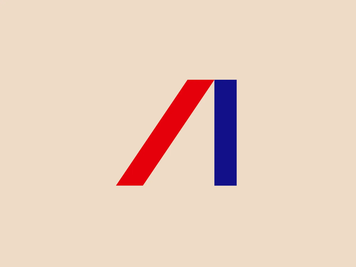 The image shows a stylized logo composed of two main elements that form a letter 'N.' The first is a diagonal red bar, featuring a deep, vibrant hue that suggests energy or passion. The second element is a vertical blue bar, providing a sense of stability and trust with its rich shade. Both are solid, with sharp, clean lines that give the Ampol logo a modern and minimalist aesthetic. The juxtaposition of red and blue not only offers a stark contrast in color but also could symbolize different principles or complementary forces within the brand the logo represents.