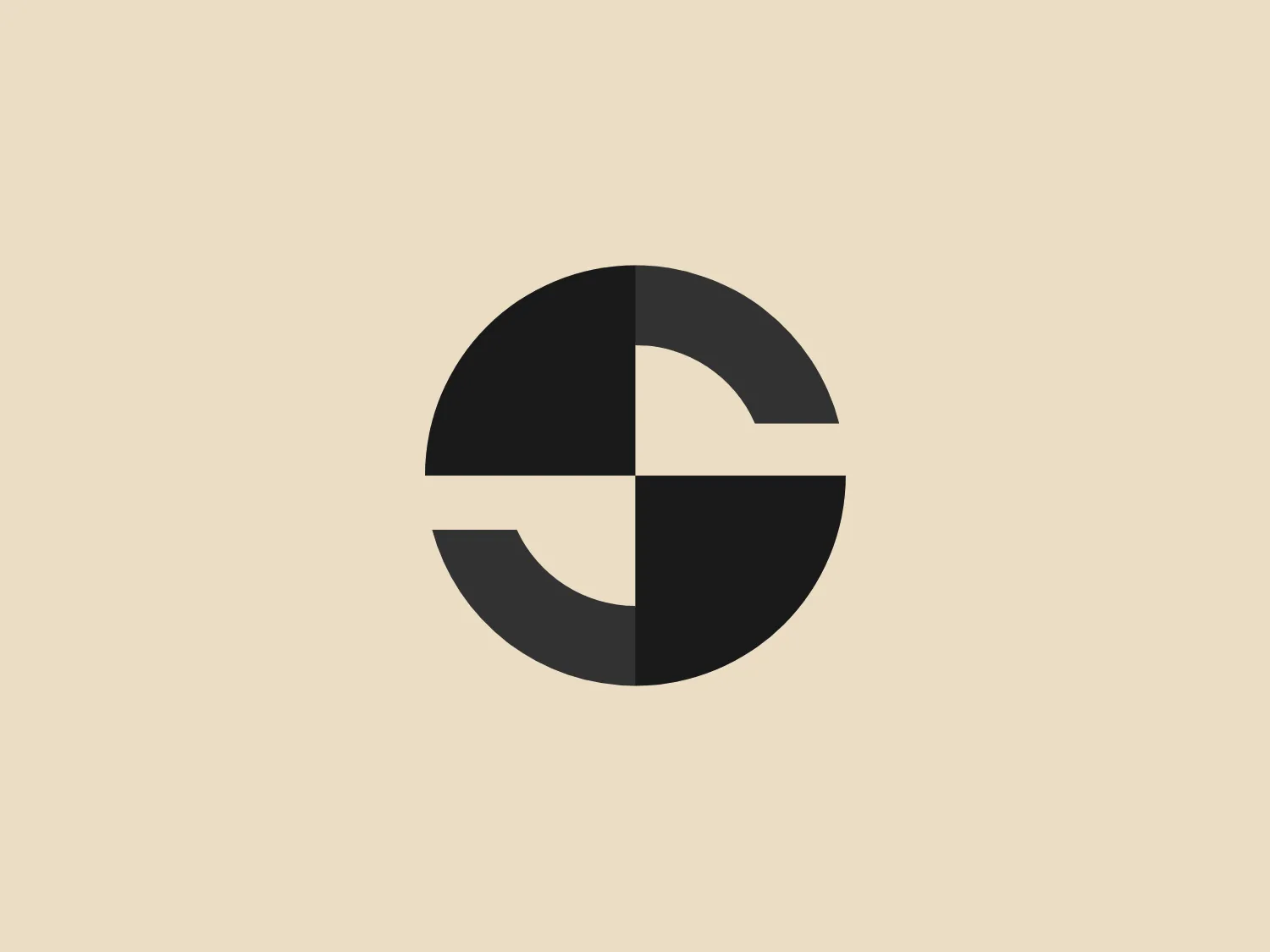 The image displays a circular Southland Industries logo split into four quadrants. The top-right and bottom-left segments are colored black, while the top-left and bottom-right segments are a bold orange, creating a striking contrast. The overall design is minimalist and modern, with clean lines and a balanced use of color, emphasizing simplicity and boldness. It resembles a stylized take on a pie chart or perhaps a stylized letter or symbol, open to interpretation. The logo has a professional aesthetic that could be versatile for various applications.