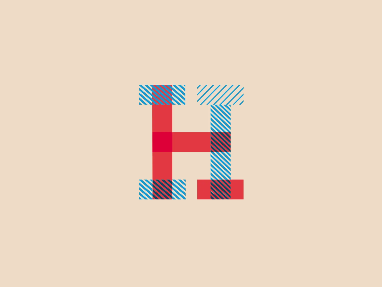 The Hildreds Shopping Centre logo showcases a stylized letter "H" with alternating stripes and solid blocks of color. The vertical strokes are depicted by a series of thin diagonal blue lines against a white background, creating a textured appearance. The central connecting stroke and the base of the letter are solid red, providing a bold contrast to the patterned blue. This interplay between texture and solid color gives the logo a dynamic and modern aesthetic. The use of primary colors adds a sense of confidence and vibrancy, and the logo's simple geometric form allows for easy scaling and clear visibility across various applications.