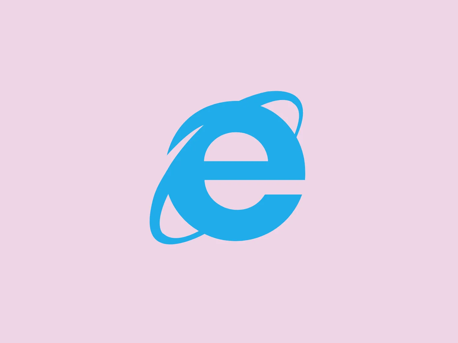 The Internet Explorer logo is a stylized lowercase letter 'e' with a circular motion implying orbit or rotation. It has a modern, minimalist design with clean lines and a single, solid shade of bright blue. The 'e' consists of a central horizontal stroke and two curved lines looping around it, creating an opening on the top left and bottom right of the 'e', which adds to the dynamic feel of the design. The overall shape resembles a planet with rings, which may suggest connectivity and global reach. The simplicity and vibrancy of the Internet Explorer logo make it stand out and easily recognizable.