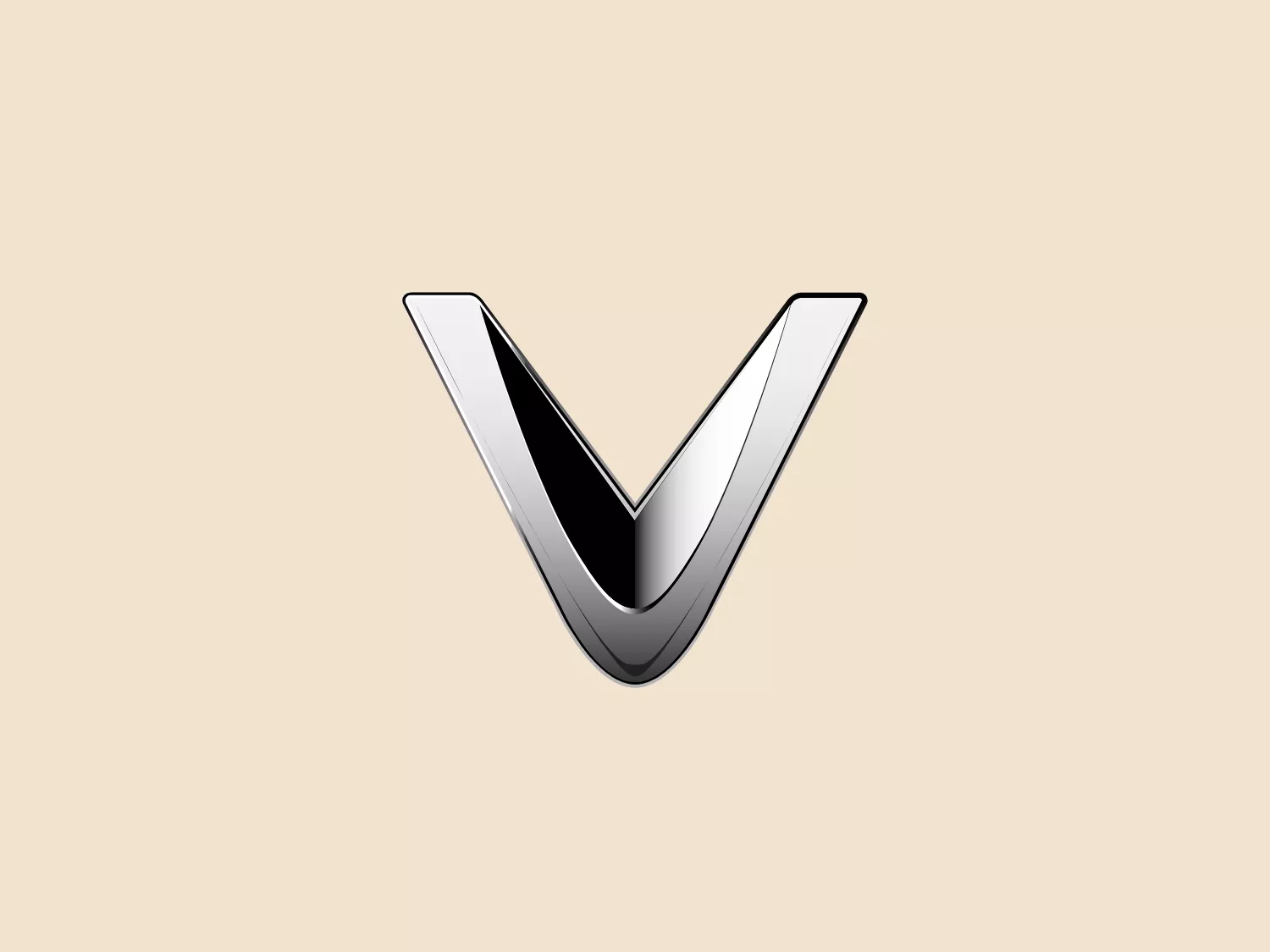 The Villacero logo showcases a sleek, stylized letter "V" with a 3D effect. The color palette is primarily monochromatic, utilizing shades of grayscale for a metallic look. The glossy finish and strong dynamic lines create a sense of movement and precision, while the sharp edges and thin, black outline enhance its modern and sophisticated appearance. Additionally, the shadowing effect gives the logo depth, making the letter appear as though it is rising out of the surface.