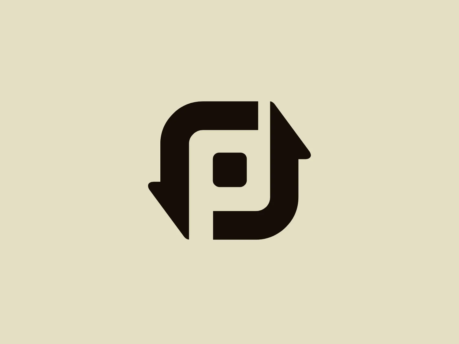 The PieSync logo is a modern and minimalist design featuring a stylized combination of the letters 'D' and 'P'. Composed of bold, black lines forming a continuous, interlocking pattern, it gives the impression of a seamless, flowing connection between the two characters. The 'D' appears on the outside while the 'P' occupies the inner space, with its circular bowl fitting neatly inside the curve of the 'D'. The sharp corners and straight lines contrast with the smooth curves, creating a visually striking balance. The simplicity and boldness of the design make it versatile and easily recognizable.