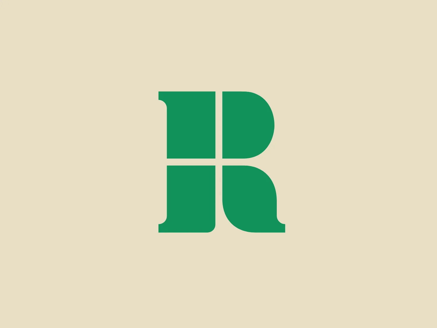 The logo for University Roehampton features a bold and somewhat abstract image composed of two green shapes that combine elements of the letters "B" and "R." Both letters share a single straight vertical line on the left, suggesting unity or connection. The color is a deep, flat green, lending a sense of stability and growth. The "B" appears standard except for the shared line, while the "R" includes a diagonally oriented leg with a rounded end, possibly indicating movement or progress. The overall design is modern, clean, and concise, with a professional aesthetic suitable for corporate branding. Given the logo's green hue, a light neutral background would complement it well without overwhelming the design.