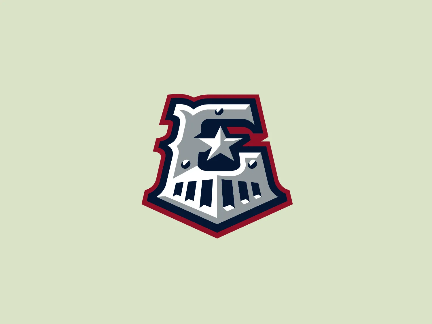 The emblem highlights a stylized shield with a captivating three-dimensional effect, blending metallic silver, deep blue, and touches of white and red. The central figure presents an abstract interpretation of a potent letter, such as a "T," featuring vigorous lines and angles that exude robustness and dynamism. Positioned near the upper right, a lone white star creates a striking focal point within the design. Evoking elements of strength, safeguarding, and distinction, the logo is well-suited for sports teams or corporate entities. Its timeless color scheme lends a serious and authoritative ambiance.