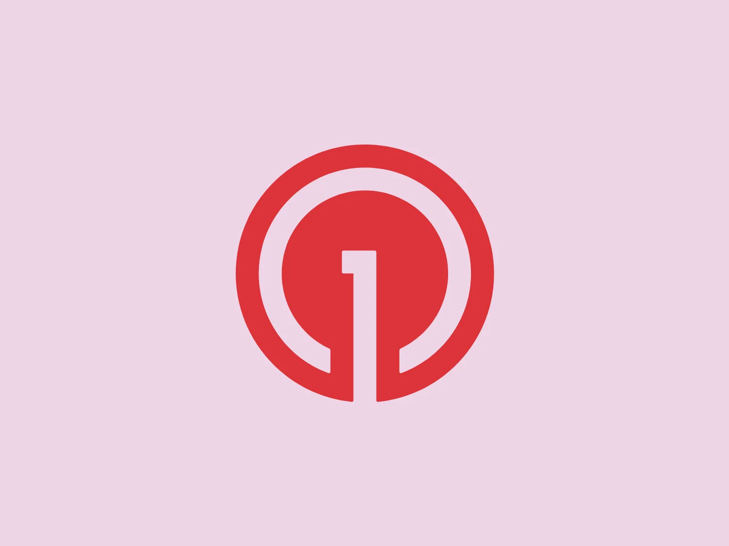 The business logo for One Signal consists of a bold, geometric design with a thick circular outline and a bright red color palette. In the center of the circle is a stylized white numeral "1" that also resembles an on/off power symbol. The use of negative space within and around the number creates a modern and clean aesthetic, reflecting the brand's tech-savvy and forward-thinking identity.