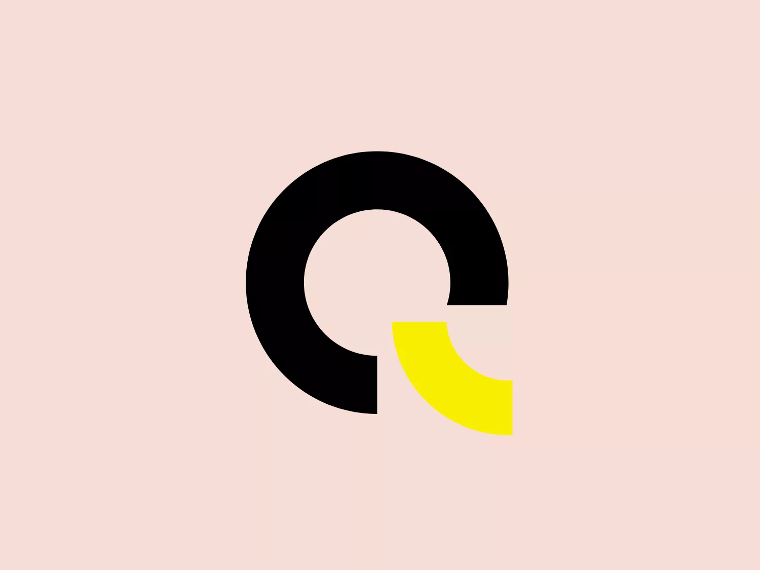 The logo for Qromia is a stylized, minimalistic letterform that resembles the lowercase letter 'e.' It is composed of thick, bold lines with a contrasting color palette. The main body of the 'e' is black, with a distinctive crescent highlight in bright yellow bringing attention to the central negative space. The use of yellow adds a dynamic and energetic quality to the design. The design appears modern and clean, indicative of a brand that is forward-thinking and possibly technology-oriented. The overall aesthetic is strong and playful, with the contrast of colors making the logo pop.