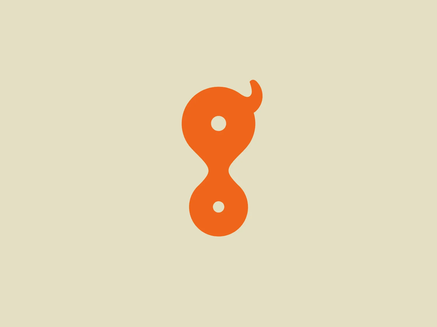 The Geneious logo features an abstract, organic shape in bold orange, resembling an hourglass silhouette with a continuous line for movement. Two asymmetrically placed white dots add playfulness and curiosity. The modern and minimalistic design suggests creativity and dynamism, making it suitable for backgrounds with soft, calming tones to complement the vibrant orange.