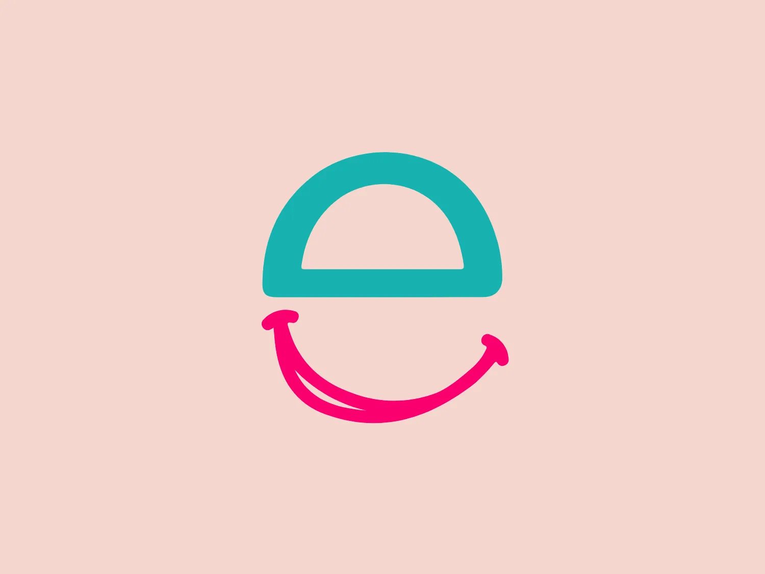 The logo presented is a stylized depiction of a smiley face. It consists of a bold, turquoise half-circle representing the top of the head or a cap, aligned above a hot pink curve that creates a smiling mouth, with upward curved ends that evoke a sense of happiness or satisfaction. The design is minimalist, using only two colors and simple shapes to convey a friendly and approachable image. The turquoise and pink colors are vibrant and contrasting, which gives the Easyfundraising logo a modern and energetic feel.