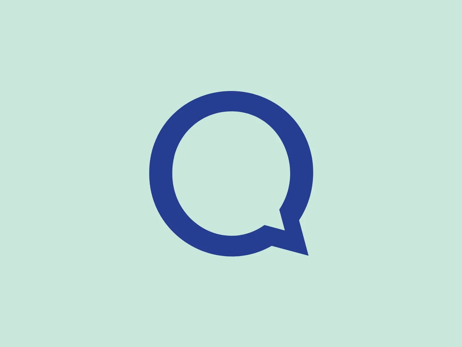 The logo appears to be a stylized letter "Q," designed with a clean, modern look. The main body of the letter is a thick, bold blue circle, intersected by a blue tail that turns inward, forming a shape reminiscent of a chat bubble. The circular form suggests continuity and unity, while the tail adds a dynamic element, reinforcing the idea of communication or conversation. The color is a strong, solid hue of blue, which communicates reliability and professionalism. The minimalist approach, free of any embellishments, suggests a contemporary, sleek, and tech-savvy brand identity for Equinox Agents.