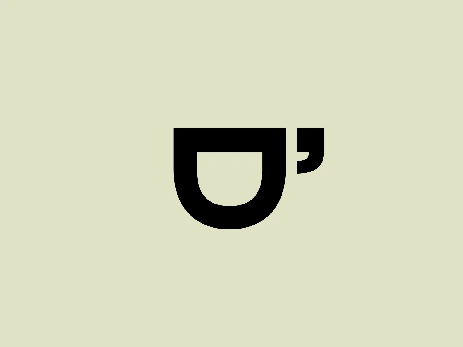 The logo for D’Angelo Coffee consists of a stylized, abstract coffee cup in black with a minimalistic design. It features a bold, curved U-shaped body representing the cup and a flat, rectangular handle attached to the right side. The geometric shapes exude a modern, clean look, while the overall feel is sleek and contemporary. The U-shape of the cup is rounded, thick, and symmetrical, and the negative space effectively differentiates the handle from the cup.