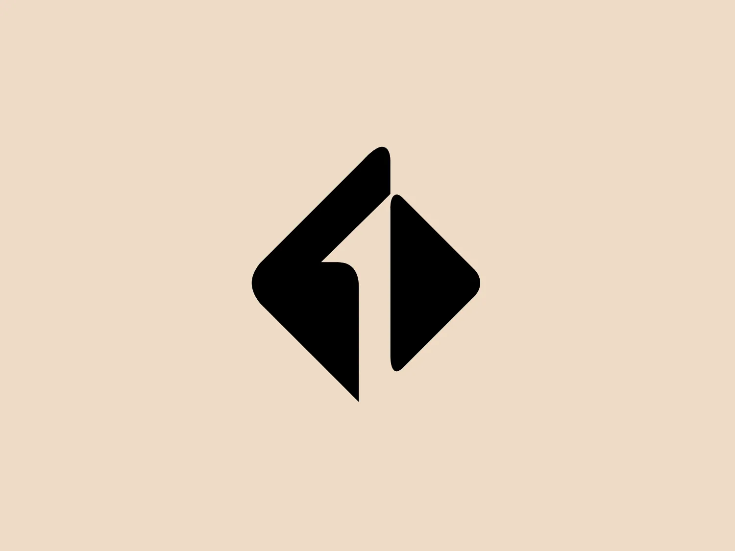 The logo for First Tech Federal consists of two stylized triangular shapes joined along their longer sides, forming an abstract arrow pointing to the right. The design is modern and minimalist, using solid black color against a white background to convey a sense of motion and forward progression. The sleek and professional look with sharp angles and clean lines makes it versatile for various branding opportunities, and it would complement well with a soft and neutral background.