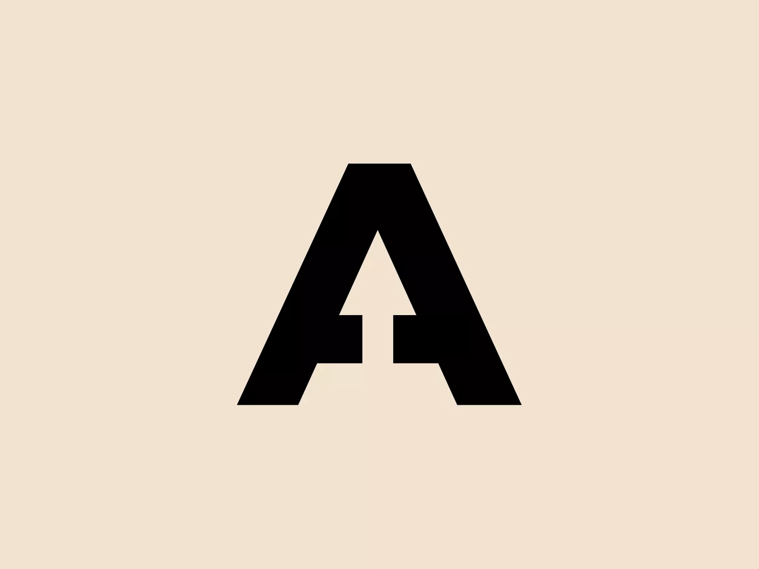 The Abercrombys logo features a stylized letter "A" with a bold, geometric design. It consists of black solid forms and sharp angles which give it a modern and dynamic appearance. The central part of the "A" has a vertical arrow pointing upward from the baseline, suggesting growth, progress, or superiority. The design is clean and minimalist, yet the arrow adds an intriguing element that draws the eye to the center.