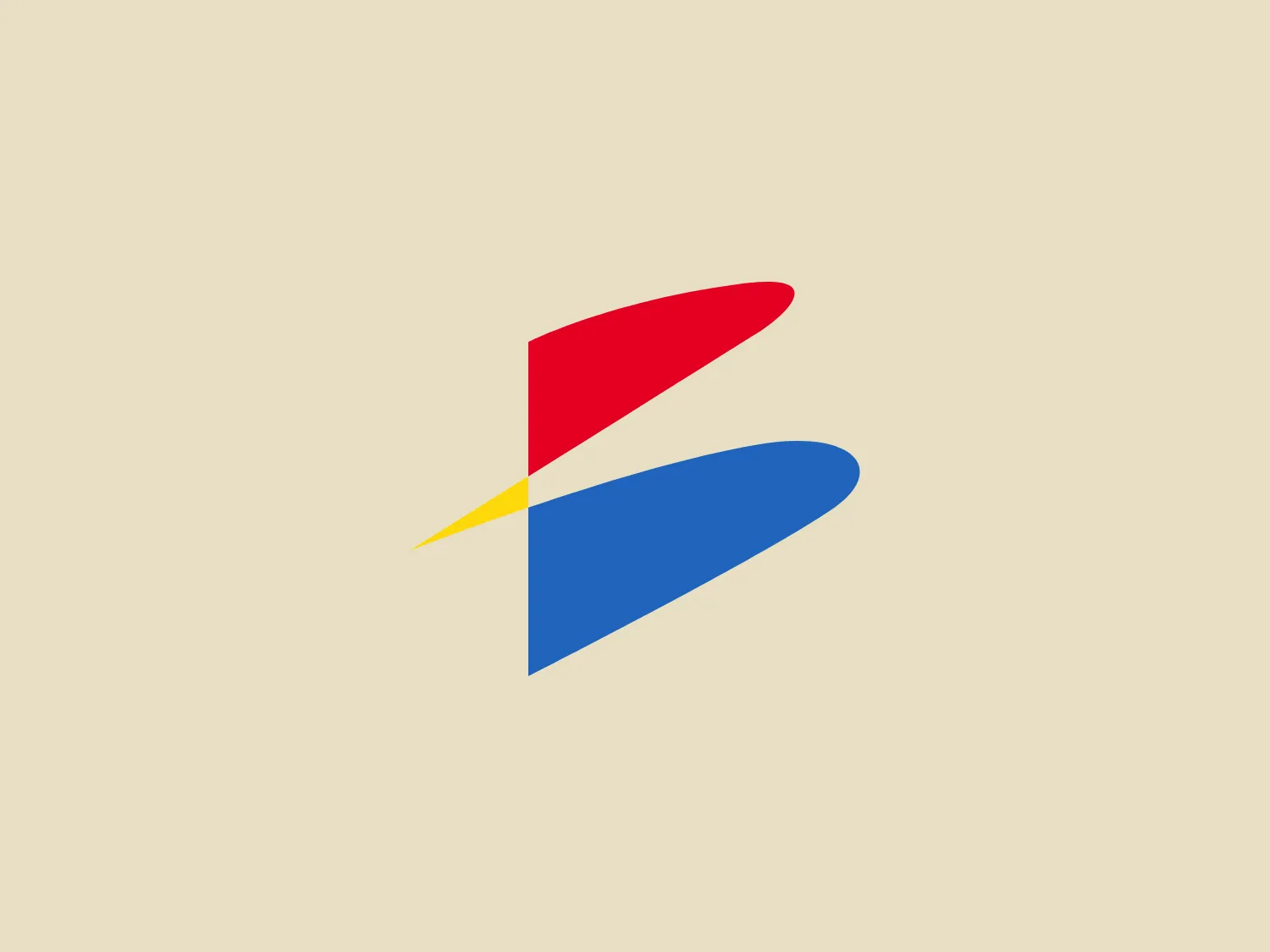 The Banesto logo is a stylized, abstract shape consisting of three overlapping elements in primary colors: red, blue, and a small yellow accent where the other two shapes converge. The red shape takes the form of an upward swoosh, signifying progress or movement, while the blue shape underneath mirrors this with a downward gesture. The design has a modern and dynamic feel, representing movement, energy, and a confluence of ideas or elements. There is a sense of balance and forward momentum implied by the use of bold colors and clean lines. Given the primary colors used in the Banesto logo, a subtle and neutral background would complement it well.