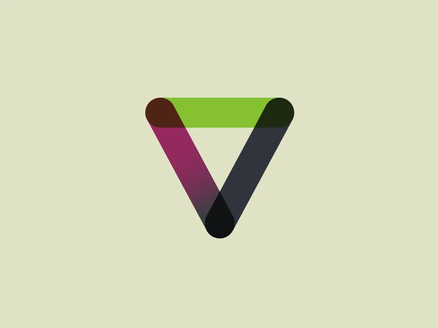 The Vesta logo showcases a stylized, inverted triangle shape with a modern and dynamic feel, featuring three colored stripes that seamlessly transition into each other, creating a gradient effect. The colors include deep green at the top, rich magenta on the left, and dark gray on the right, implying boldness and innovation. The soft, rounded edges of the triangle give the design a sleek and approachable appearance, exuding a contemporary and professional aesthetic.
