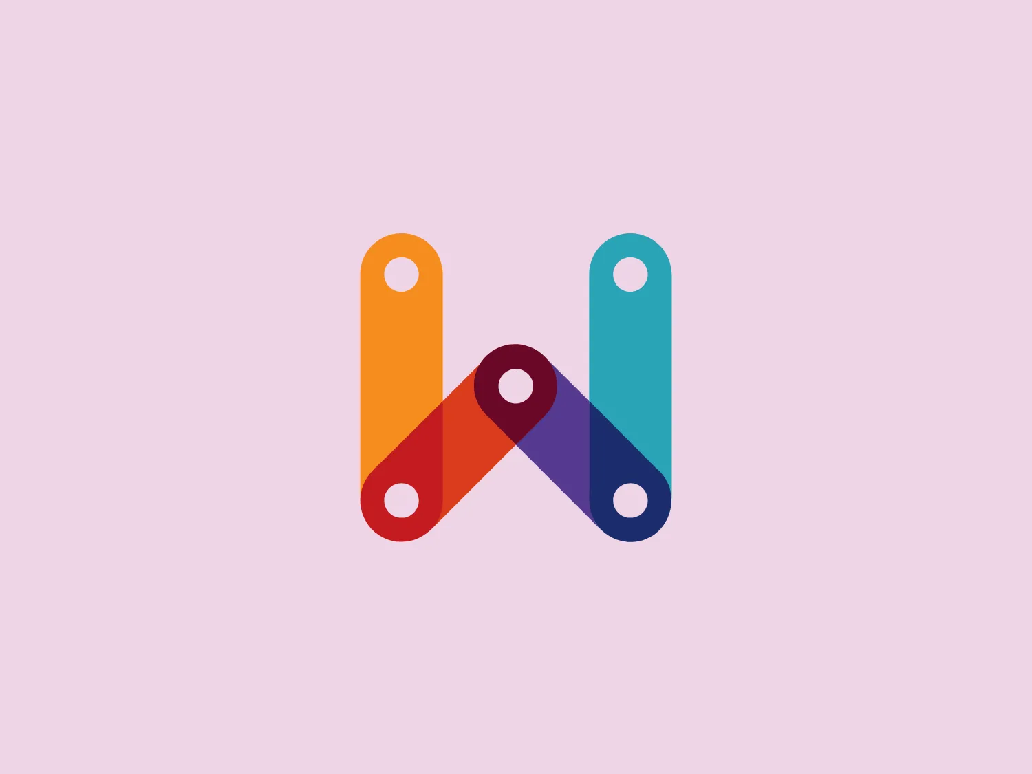 The WebPlatform logo features an abstract, geometric design composed of three rounded rectangles arranged to form a triangular layout with their ends touching. Each rectangle has a solid color gradient—orange to yellow, red to purple, and blue to light blue—creating a vibrant and dynamic effect. The negative space where the shapes meet forms a darker purple circle, which anchors the design. The overall aesthetic is modern and playful, with a hint of technological or digital flair due to the precise geometry and gradient colors.
