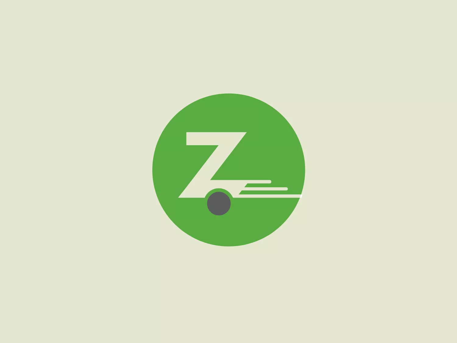 The Zipcar logo is a modern, minimalist design featuring a bold, uppercase "Z" centered within a solid green circle. The sleek "Z" adopts a sans-serif typeface with two horizontal lines streaming from the bottom right, suggesting motion or speed. Accentuating the lower stroke of the "Z" lies a small, filled grey circle, resonating with a sense of technology or precision. The vibrant green circle and ample negative space contribute to the contemporary, professional tech-inspired feel of the overall aesthetic.