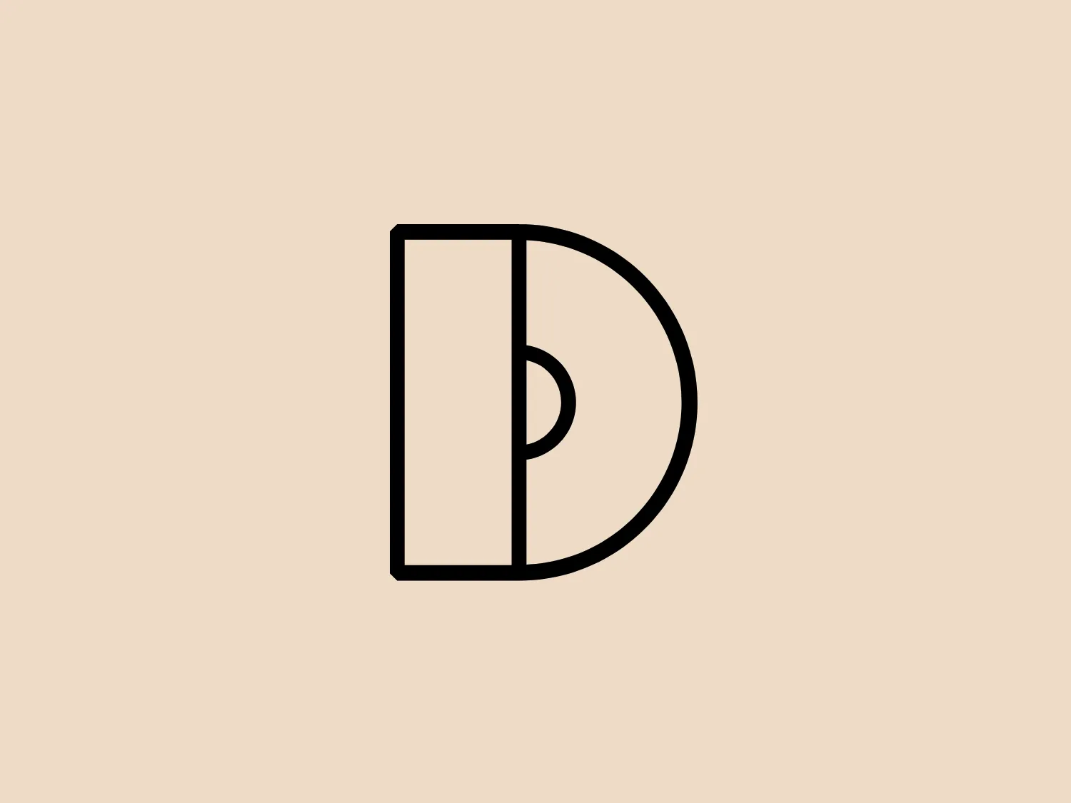 The logo for DRAW Recruitment features a stylized letter "D" composed of a bold black outline with a split design, creating a sense of depth and movement. The "D" consists of two distinct parts: one half maintains the classic straight vertical bar, while the other half has a semi-circular shape that appears to be superimposed, creating a sense of layering. The overall design aesthetic is modern, simple, and highly graphical, with a focus on minimalism and clean lines. There is a clear sense of symmetry and balance within the logo, making it easy to recognize and remember. The logo employs a monochromatic color scheme, with the black outline set against a white background.