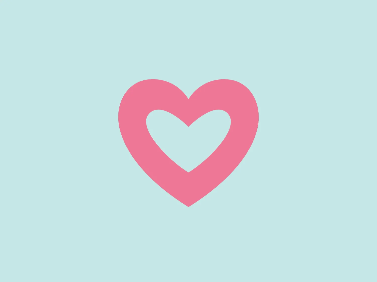 The Bakelove logo is a simple and modern representation featuring a heart shape. The outer heart is a soft, pastel pink, while the inner part contains another, smaller heart in white, creating a dual-layered effect. The design is clean and minimalistic, using flat colors without gradient or texture, providing a contemporary and friendly visual appeal. There are no additional embellishments or text, making the logo versatile and easily recognizable.