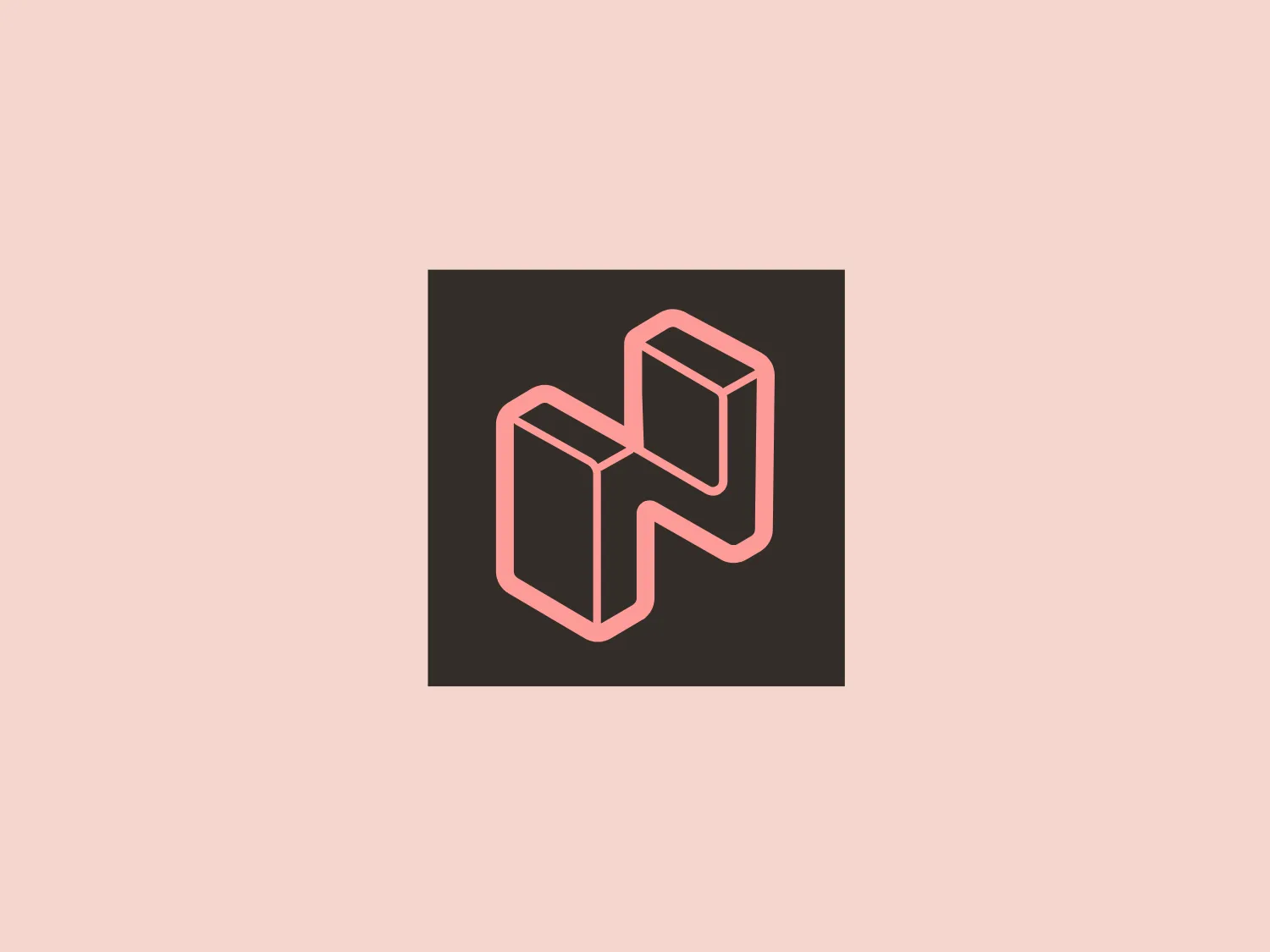 The image displays a stylized, geometric logo consisting of interconnected shapes that resemble a three-dimensional letter or symbol for Netigate. It has a minimalistic design with clean, angled lines highlighting the figure's depth and structure. The logo has a modern and abstract appearance with a monochromatic color scheme, using shades of pink and brown to create a contrast that emphasizes the three-dimensional aspect. It's set against a plain, dark background that makes the logo pop. This logo exudes a sleek, contemporary vibe with an architectural feel, likely designed to convey innovation or sophistication.