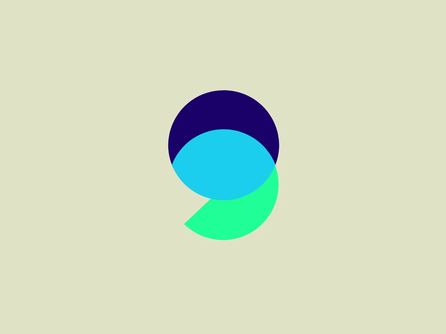 The Gufsky logo features an abstract, modern design composed of overlapped geometric shapes. The primary shapes consist of a dark blue circle, a teal circle, and a bright green semicircle. These shapes interact dynamically, suggesting movement or transformation. The dark blue and the bright green appear to emerge or peel away from the teal element. The overall aesthetic is clean and futuristic, with a bold use of color and simple forms that create a striking visual impact. The logo utilizes flat colors without gradients or textures.