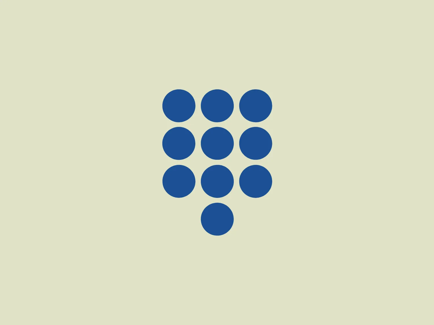 The Talpa Media logo is a simple, geometric design consisting of thirteen circles arranged in an offset grid to form an abstract representation of a rhombus or diamond shape. All the circles are uniform in size and are filled with a solid, dark blue color, creating a sense of harmony and balance. The minimalist approach to the logo conveys a modern and possibly technological aesthetic, relying on symmetry and straightforward shapes to create a recognizable and scalable mark.