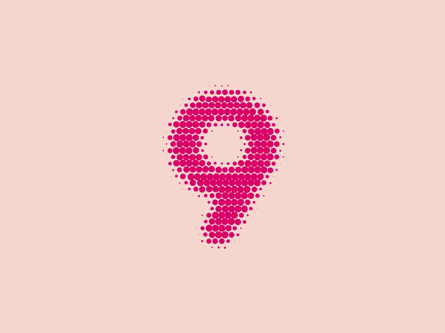The Gravity9 logo features a map pin or location marker shape composed of numerous small dots transitioning from a deep magenta at the top to a softer pink at the bottom, creating a gradient effect. The dot matrix arrangement suggests data or digital technology and the use of negative space within the marker creates a circular void that represents a focal point or destination. The design exudes a sense of digital modernity and precision, and resonates with a tech-savvy audience.