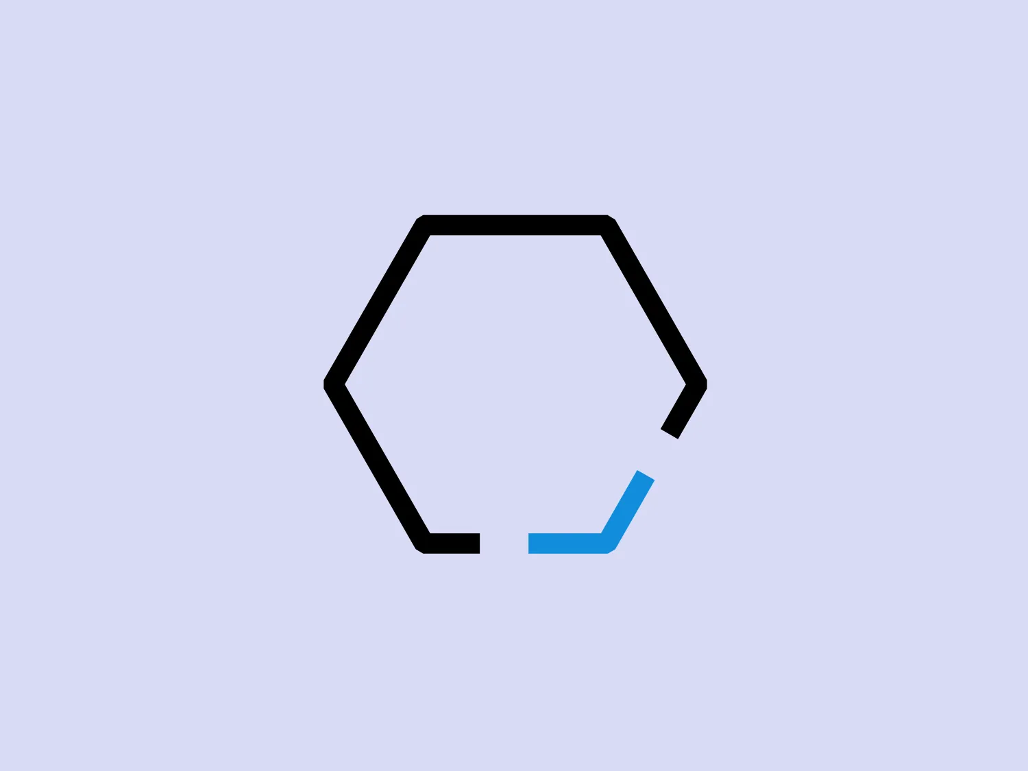The quantumBlack logo presents a geometric design consisting of a central hexagon outlined in black and a disconnected lower right edge stylized in bright blue. This interruption in the continuity of the shape suggests forward motion or a progressive step. The overall design is minimalist and modern, with the use of stark, contrasting colors to create a striking and clean visual impact. The simplicity of the shapes provides versatility for various applications.