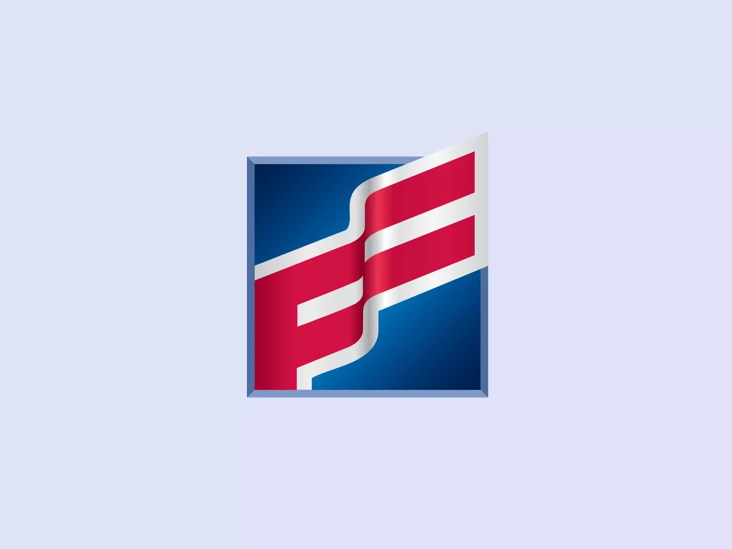The First Citizens Bank logo is a clean, geometric design, consisting of a square with a slightly rounded corner on the bottom right. Inside the square, it features dynamic stripes in maroon and white, which create a stylized 'F'-like shape with a sense of motion or waving, against a deep navy blue backdrop. The stripes have a three-dimensional effect, adding depth to the design, and the white highlights on the upper edges contribute to this effect. There are shadows beneath the maroon stripes further emphasizing the dimensionality. The overall aesthetic is modern and professional with a patriotic color palette that might suggest reliability or strength.