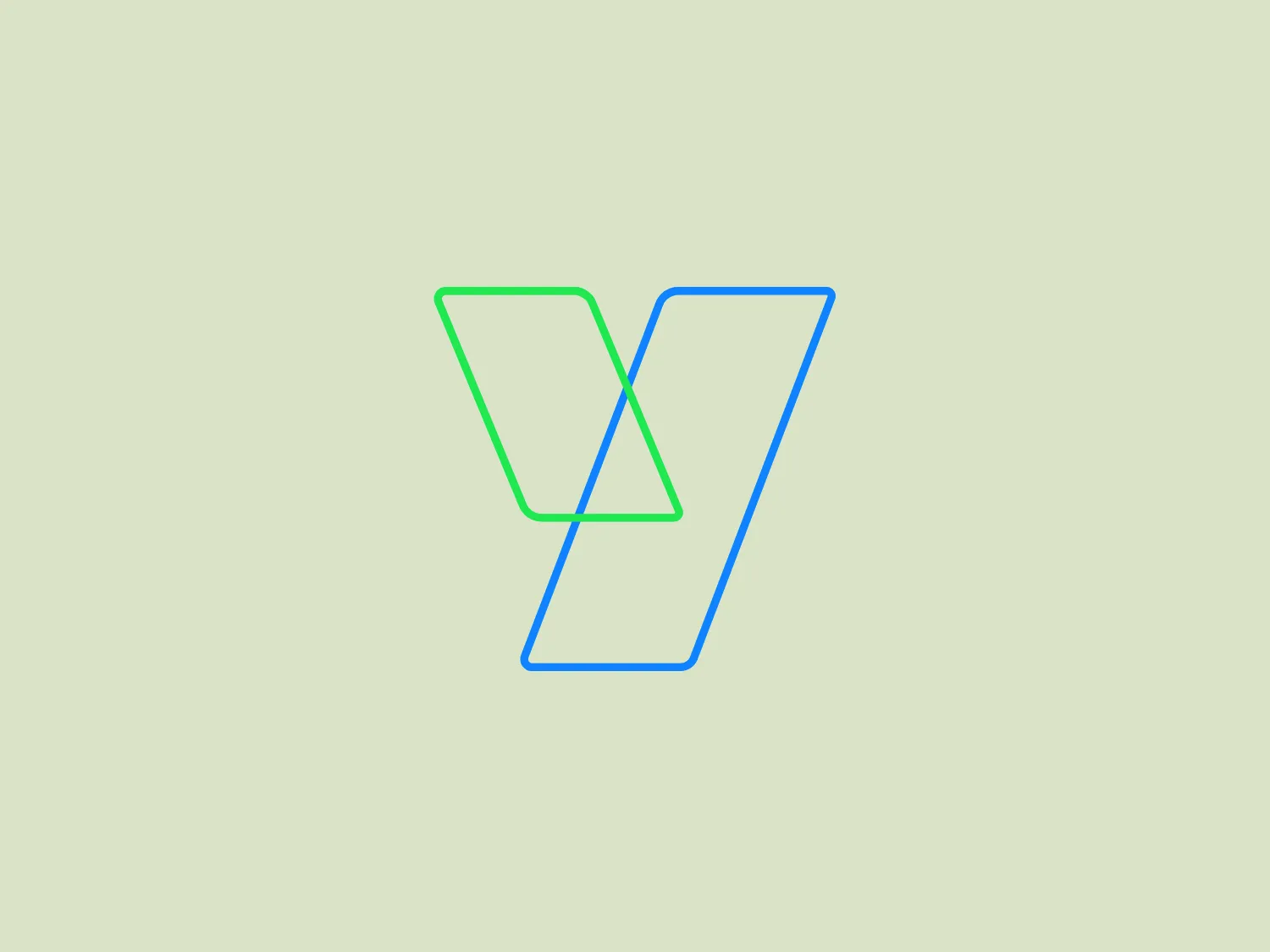 The Yazara logo features two stylized, geometric shapes resembling the letters 'V' and 'Y'. The 'V' is outlined by thin green lines, giving it a triangular appearance, while the 'Y' is depicted with thin blue lines, providing an elongated and angular look. The minimalistic design with clean, sharp edges and clever use of negative space between the lines adds a dynamic aspect to the overall design. This logo has a contemporary aesthetic that would suit a variety of modern brands or technology companies.