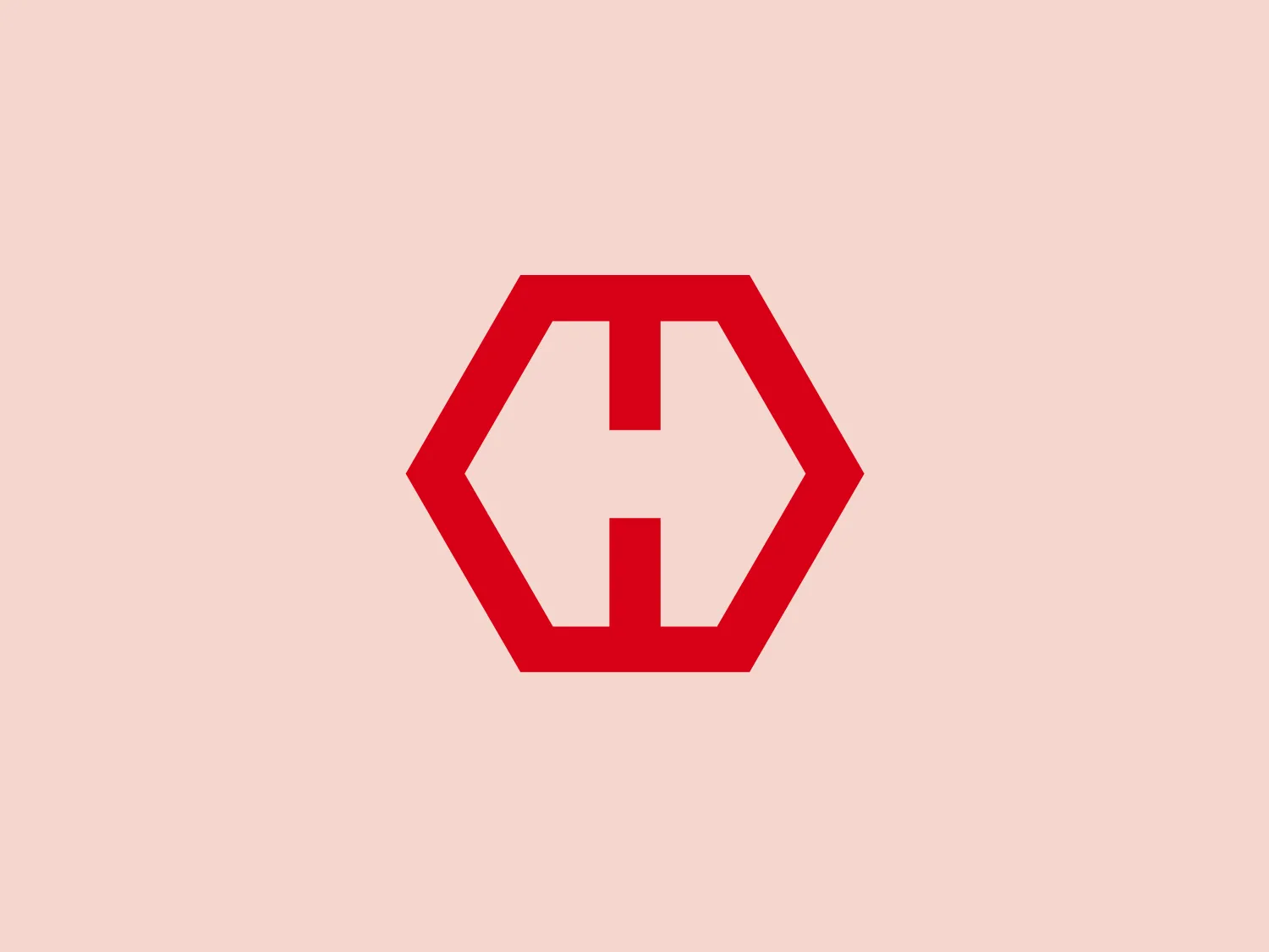 The image showcases the HOPPE Holding logo, which has a stylized, geometric design. It prominently features a bold, red hexagon containing a white initial "H" in a modern sans-serif typeface. The "H" is constructed with parallel vertical bars connected by a horizontal bridge in the middle, carved out of the negative space within the hexagon, creating a visually striking and minimalistic design.