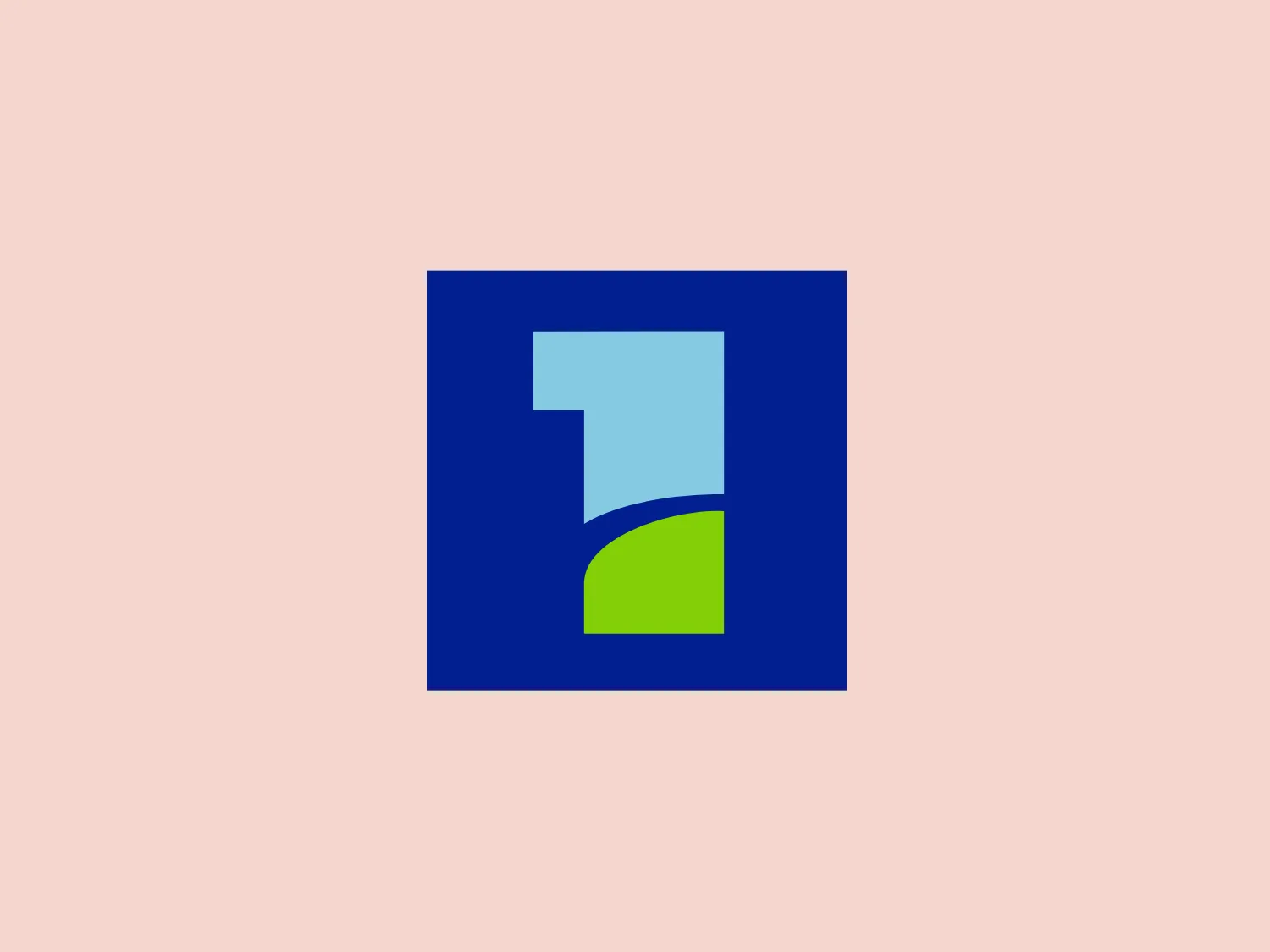 The logo for First Dakota is a stylized representation of a letter, which could be interpreted as a “J” or an “L” depending on perspective. It is composed of two shapes with a modern and simplistic design. The upper part of the letter is a bright sky blue, while the lower part is a vivid lime green, both of which contrast sharply against the deep navy blue background. The logo's design features smooth curves and sharp, clean lines, conveying a sense of professionalism and dynamism. The overall design aesthetic is contemporary and bold, with a clear emphasis on simplicity and recognizability.