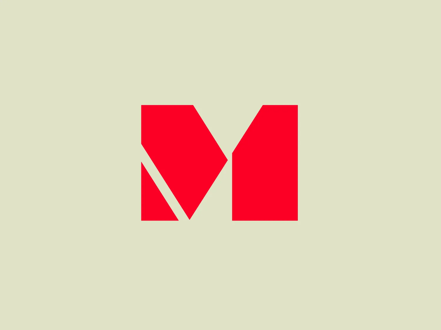 The CitizenM logo features two identical, bold, geometric shapes arranged to form an abstract letter "M." These vivid red shapes with a flat, matte finish are angled to suggest a three-dimensional form, creating a modern, minimalistic, and dynamic aesthetic.