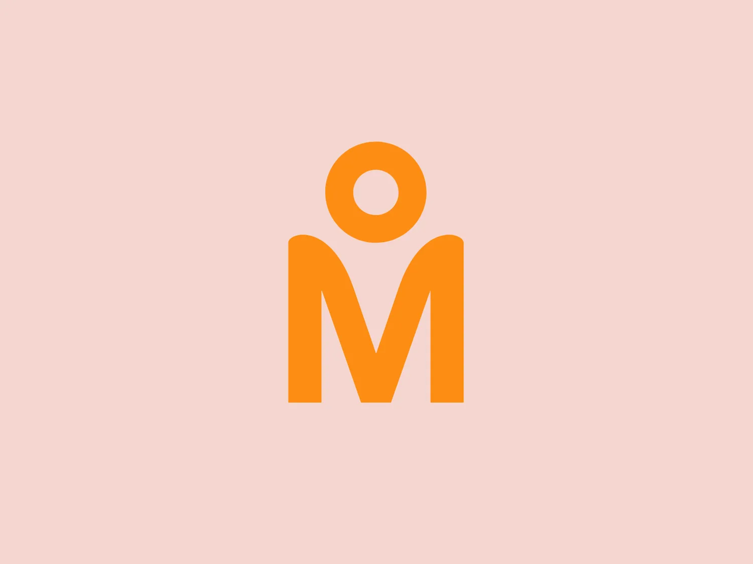 The image is a logo depicting a stylized person within a letter. The figure consists of a perfect circle for the head and a sharp, angular 'M' shape that forms the body. The color of the logo is a vivid orange, giving it a vibrant and energetic feel. The logo’s design is minimalist and modern, with clean lines and a sense of movement implied by the angles of the 'M.' The simplicity of the design allows for versatile use across various mediums.