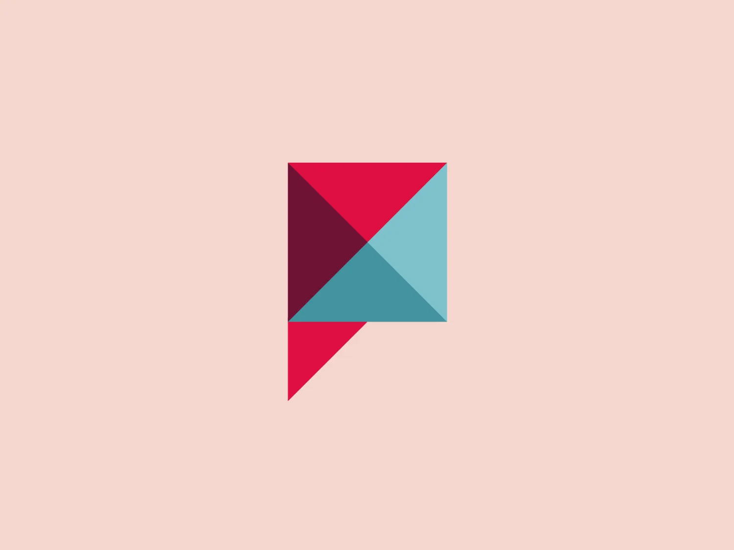 The Peerspace logo features a stylized, geometric design with an abstract look. Composed of two shapes, a parallelogram and a divided right-angled triangle, they appear to form a segmented, arrow-like figure pointing towards the upper right. The color palette includes a vibrant pinkish-red and a muted sky blue, creating a stark contrast that adds to the logo's modern and dynamic feel. The overall aesthetic is clean and minimalist, suggesting a forward-thinking and innovative brand identity.