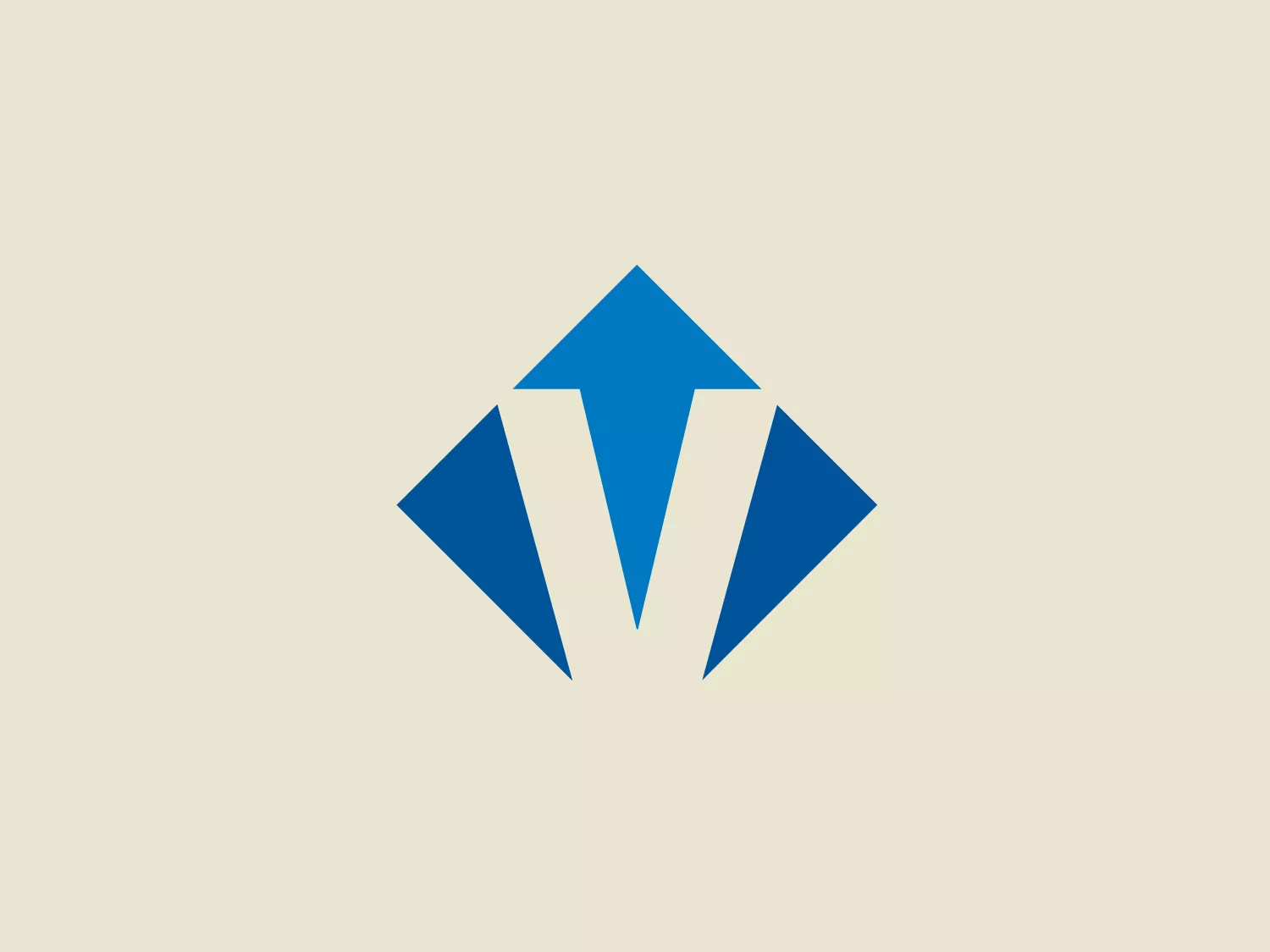 The Victory Fund logo features an abstract geometric design consisting of three bold, sharp shapes that appear to represent a stylized letter "M" or a mountain range. The monochromatic logo uses a strong, vibrant shade of blue, giving it a professional and dynamic look. The shapes have hard edges and converge at the center to emphasize direction and peak, suggesting growth, stability, or a pinnacle achievement. The simplicity of the design allows for versatile use across various media.