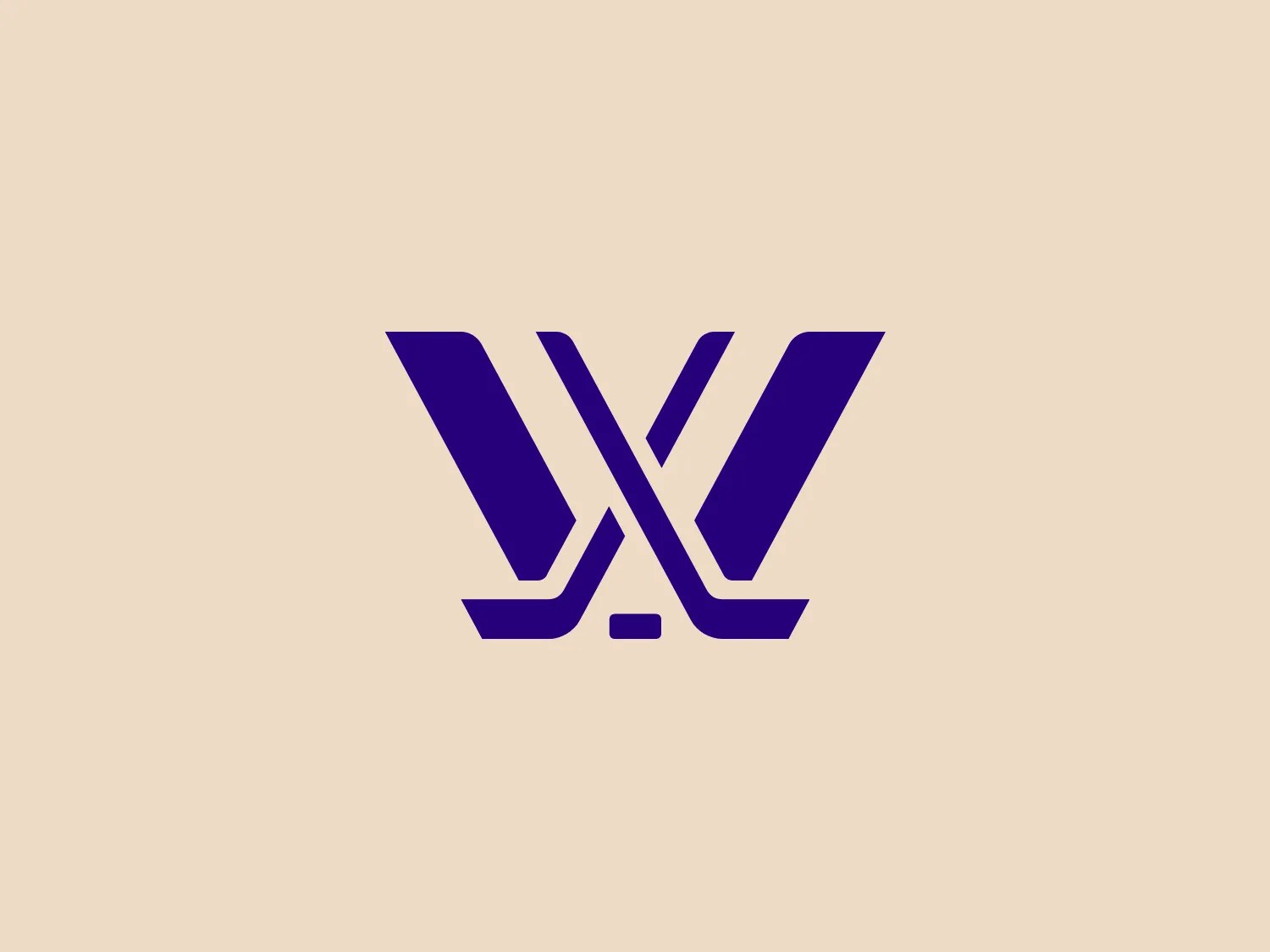 The PWHL logo is a modern and geometric representation of the capital letters "P," "W," "H," and "L." It features two symmetrical shapes resembling a mirrored "V" or "W," creating an abstract and dynamic appearance. The bold and saturated purple color gives it a striking and prominent look. The design's minimalist approach uses clean lines and sharp angles to convey precision and contemporary style. A contrasting background that complements the purple color would be ideal.