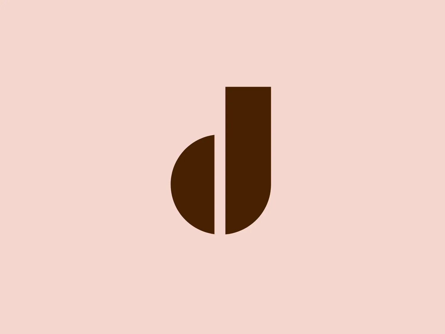The Danesi Caffè logo features a stylized, geometric representation of a lowercase letter 'b' composed of two distinct shapes: a vertical rectangle and a semicircle. The vertical bar is on the right, while the semicircle is on the left, neatly aligning with the bar to form the overall letter shape. The design is minimalist and modern with clean, sharp lines. There's a balance between the two shapes that gives it a sense of solidity and simplicity. The logo uses a solid, dark brown color, which adds a strong, sophisticated character to the design. Given the simplicity and the color of the logo, a neutral and light background would complement it well, enhancing its visibility and elegance.