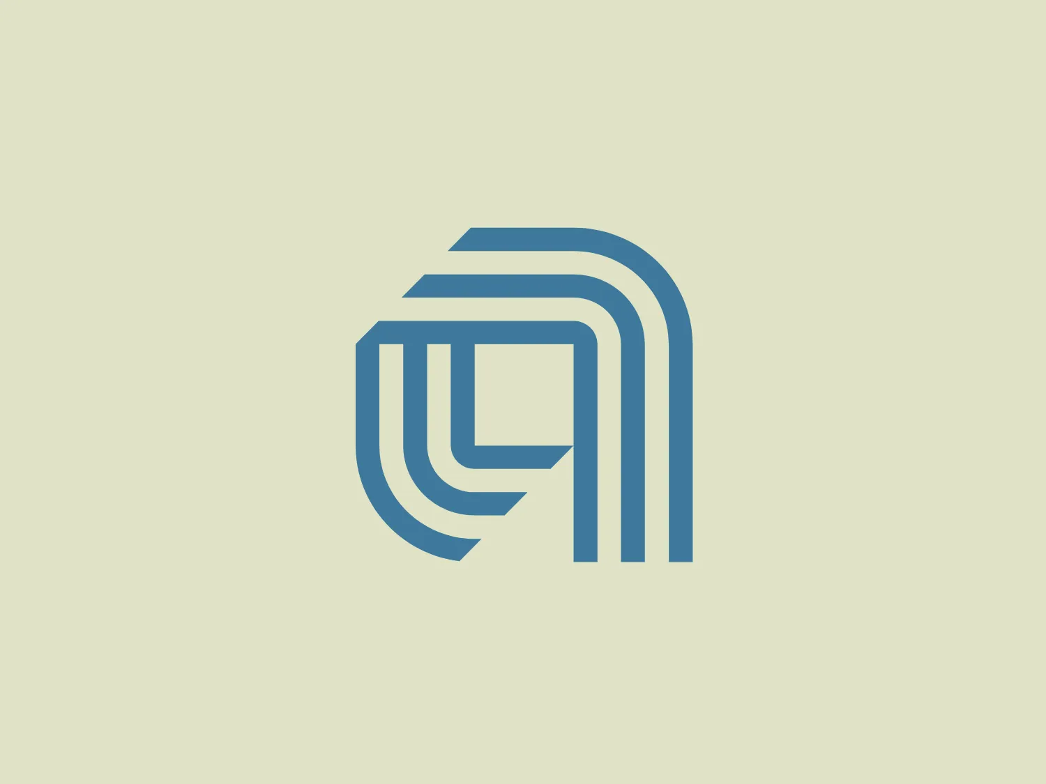 The logo for Applied Materials features a stylized letter composed of thick lines with various curves, creating a modern and sleek appearance. The monochromatic color scheme in shades of blue adds to the professional and dynamic look, with an overlapping effect that gives the symbol a layered appearance. The design implies motion and fluidity, while a subtle, light background color would further enhance its visual appeal.
