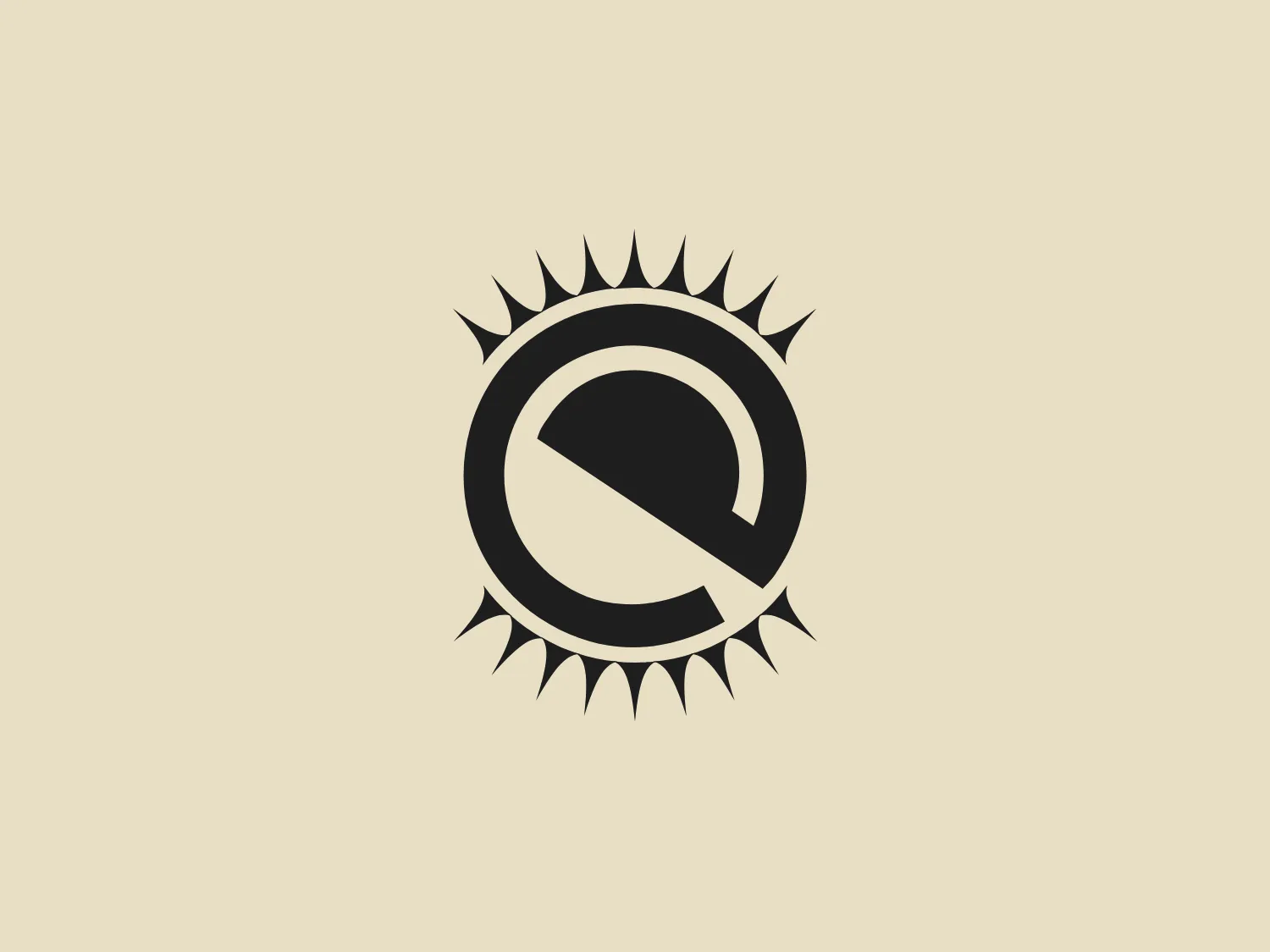 The Enlightment logo showcases a bold, black design on a white background, exuding a modern and assertive aesthetic. At its core is a stylized letter "Q" with a dynamic slash, creating a sense of movement. Encircling this motif are sharp, triangular spikes, reminiscent of a sun or starburst, conveying energy and radiance. The contrast between the solid fill and negative space makes the logo eye-catching, infusing a hint of edginess.