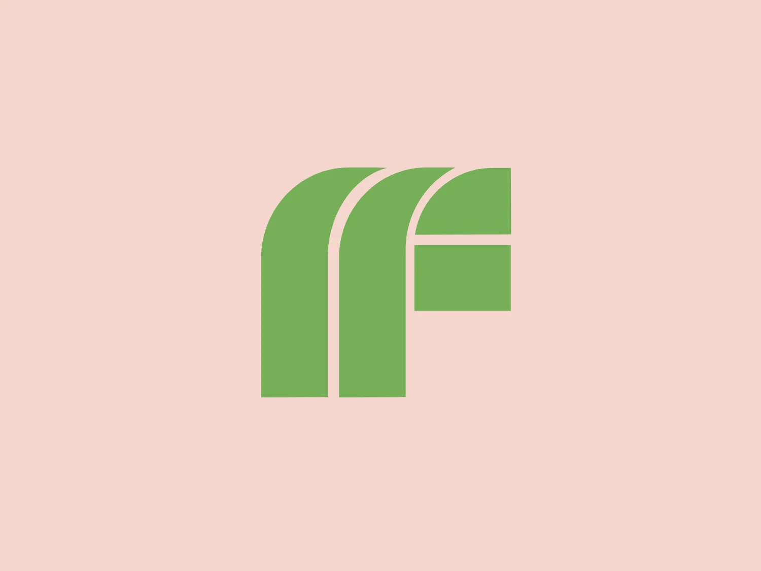 The Farmers Bank logo features a stylized representation of the letter "F" composed of three vertical bars with varying heights, arrayed in decreasing order from left to right. The design is simple and modern, with clean, straight lines and right angles, with the space between the bars creating a natural, progressive rhythm. The color is a muted, natural shade of green, expressing freshness, growth, or perhaps eco-friendliness. The absence of ornamentation and serifs gives the logo a contemporary and versatile feel, suitable for a wide range of applications. Considering the shades provided and the green color of the Farmers Bank logo, a soft and complementary background that would allow the logo to stand out nicely would be a pale pink, offering a subtle contrast.