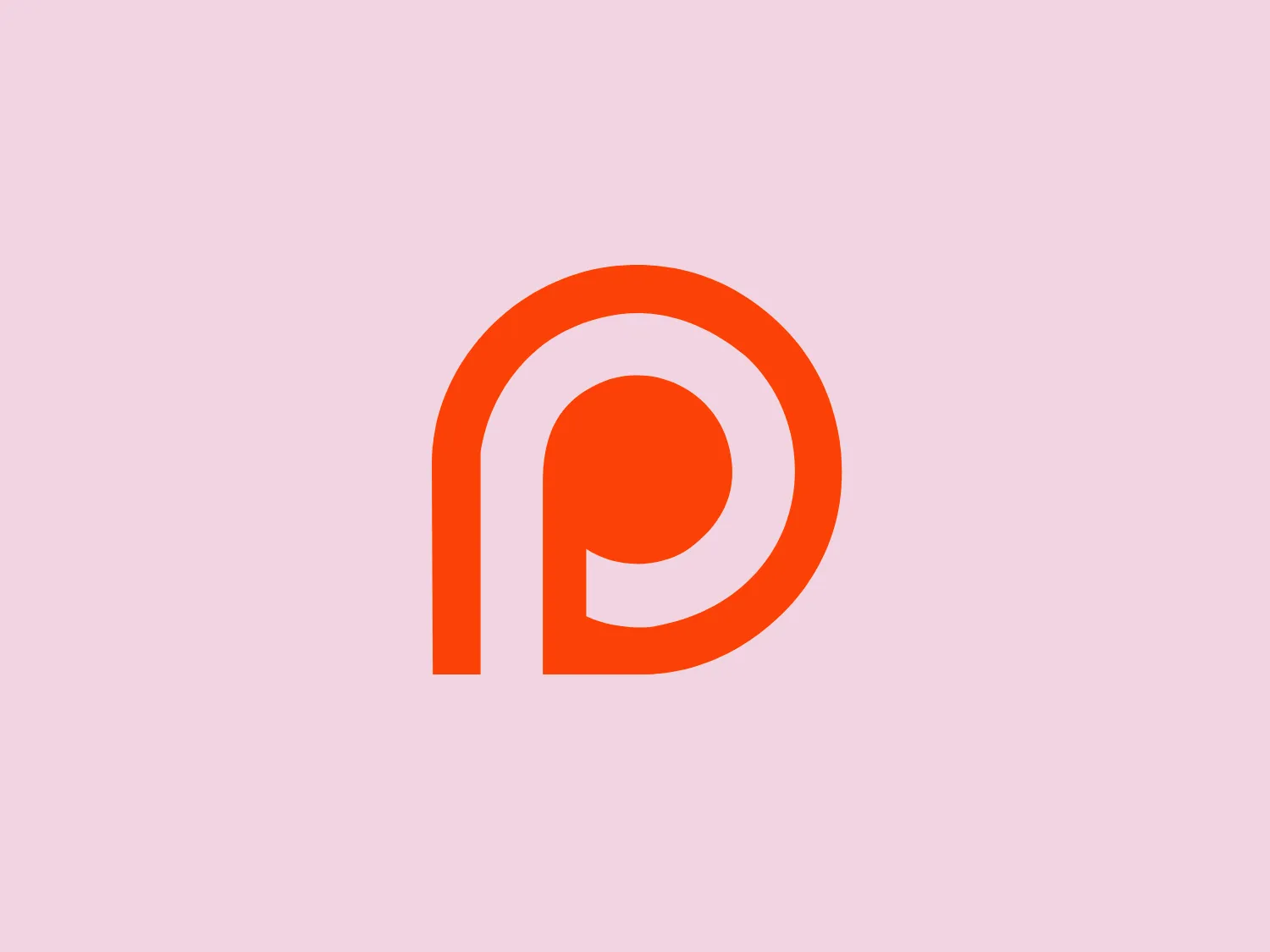 The Patreon logo features a stylized letter 'P' with a modern and minimalist design. The main element is a circle within a larger circular arc that connects seamlessly to form a continuous shape, suggesting motion or a loop. The color is a vibrant, flat orange, giving the logo an energetic and friendly feel. This simple yet bold design uses negative space effectively and would be easily recognizable even at smaller scales. The logo exudes a professional yet approachable atmosphere.