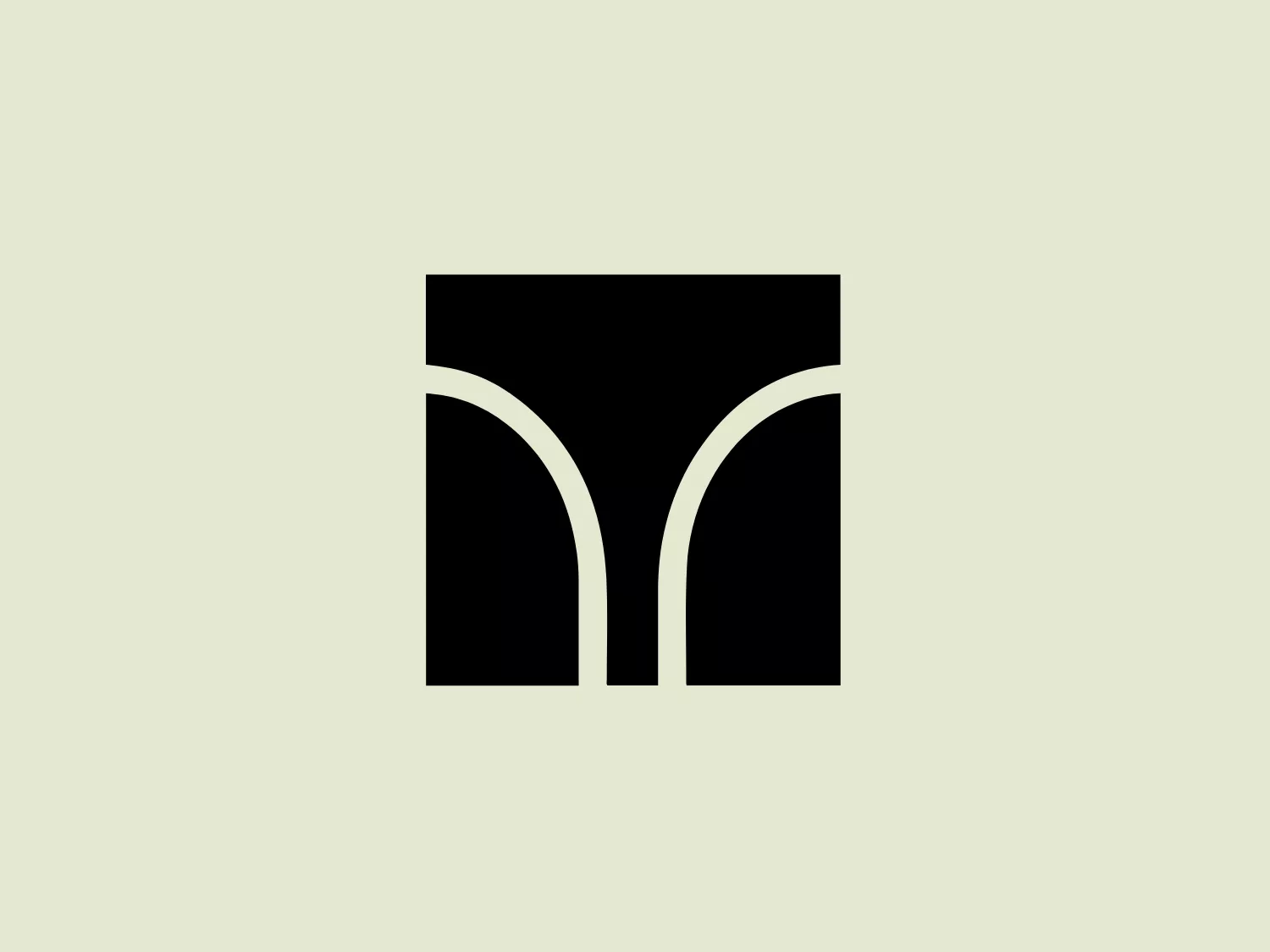 The Tani logo is a simplistic and modern design featuring a bold, black symmetrical emblem. It consists of an inverted trapezoid with curved indentations inward from both sides near the top, creating a stylized letter "M" or creating the effect of a bridge, gates, or an abstract representation of a stronghold. The use of negative space within the thick black lines gives the design a dynamic and architectural look. Given the strong contrast of the Tani logo, a subtle and light background color would complement it well without competing for attention.