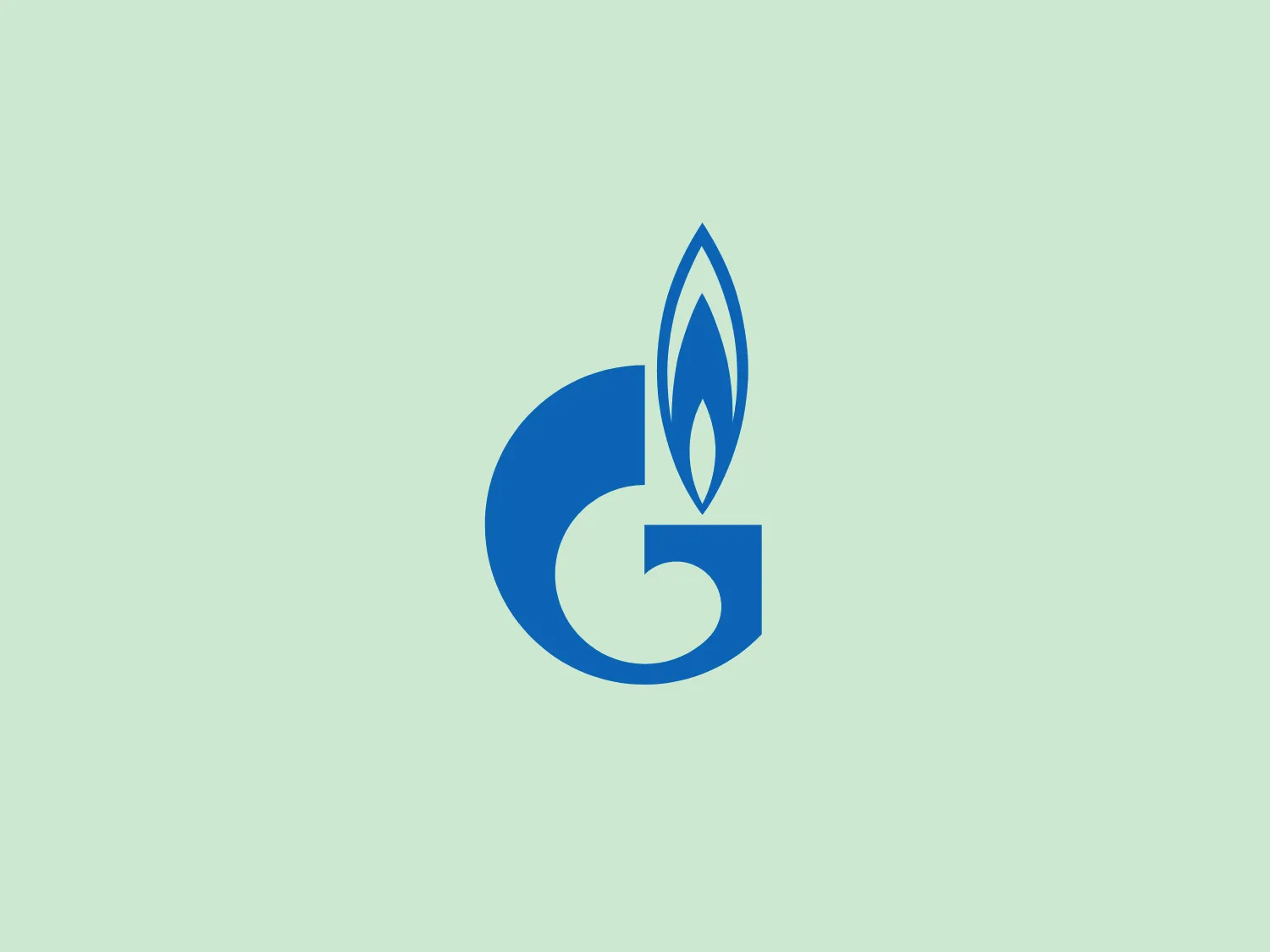 The Gazprom logo features a bold and modern blue stylized letter "G" with a dynamic flame-like element at the top. The organic element contrasts with the geometric form of the "G," and both the flame and the letter share the same vibrant blue color, promoting a sense of coherence and energy. The overall design suggests a contemporary brand identity with a focus on innovation, technology, or energy.