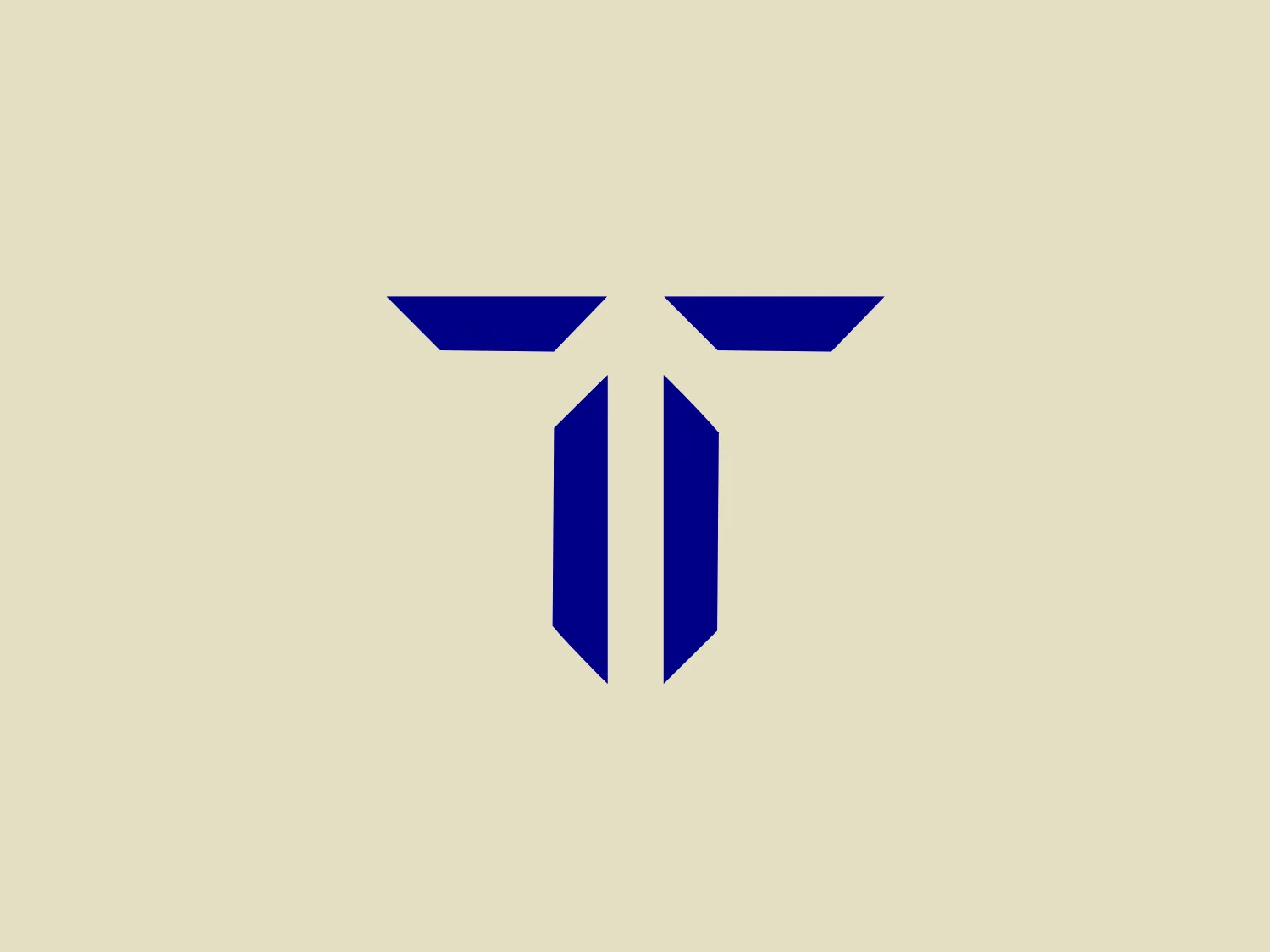 The Technamin logo features a stylized, abstract design that resembles a bird in flight or a letter "T" with wings. The composition consists of three main geometric shapes: two elongated and symmetrical trapezoids on the sides that form the wings and a central, vertical, kite-like shape that could symbolize the body of the bird or the stem of the letter. The shapes have sharp angles and straight edges, conveying a sense of modernity and precision. A deep, royal blue color fills the shapes, which stands out for its boldness and simplicity. The overall design aesthetic is minimalistic, professional, and dynamic, suggesting freedom, elevation, or possibly a technology-oriented identity.