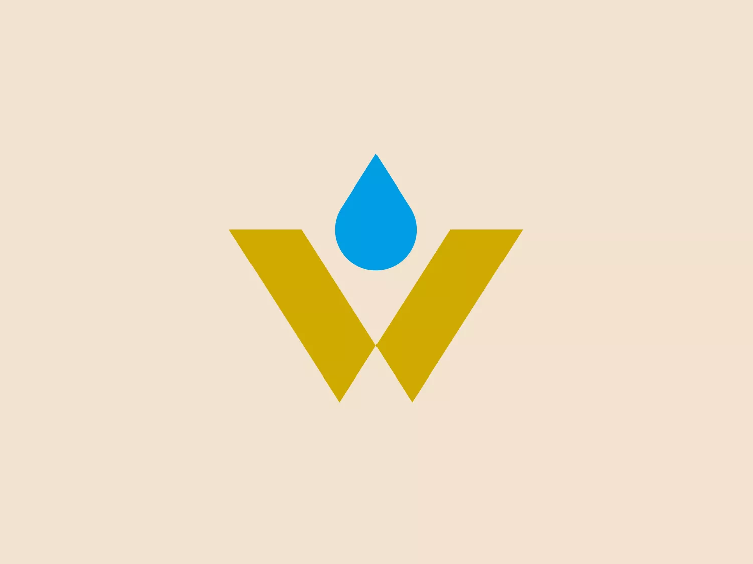 The logo presented for Wichita Water Works features a stylized combination of a golden yellow 'V' shape with a blue water droplet centered at the top of the 'V.' The 'V' has a wide base, tapering to a point at the bottom, suggesting stability and strength. The water droplet adds a sense of fluidity and life. The blue and yellow colors create a contrasting but harmonious effect, symbolizing vitality, energy, and perhaps eco-friendliness or hydration. The overall design is simple, clean, and modern and could be well-suited for businesses in the water industry, health, or environmental sectors.