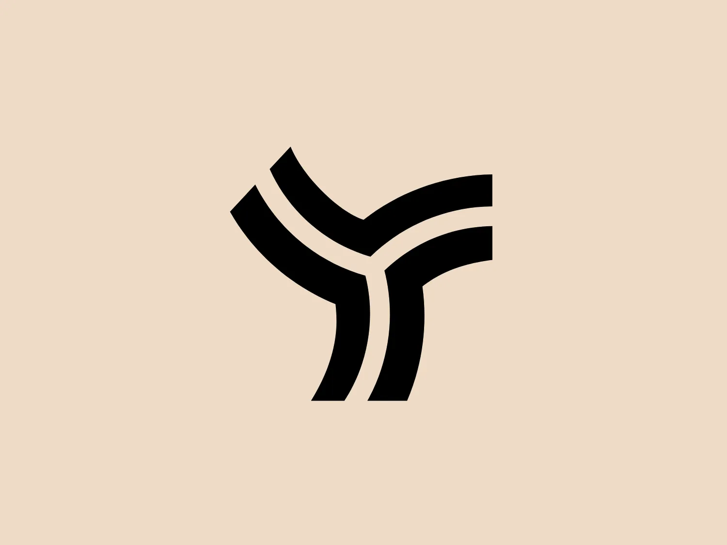The logo for Yield Protocol is a stylized and abstract design featuring three bold, black stripes with varying curves and thicknesses. The shapes come together to form a dynamic, flowing Y-like symbol with a sense of movement and balance. The overall design is simple yet impactful, with a modern and minimalistic aesthetic that implies precision and elegance. The logo's use of negative space is particularly striking, creating an implicit visual harmony. Given the logo's clean lines and monochromatic color scheme, a lighter background would complement it well.