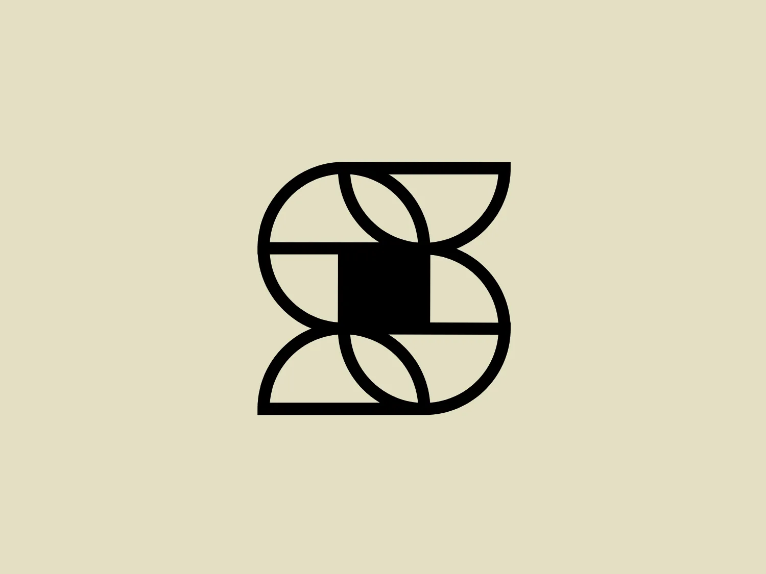 The Stirdie logo features a stylized, abstract design composed of interlocking shapes that resembles a combination of the letter 'S' and the number '8'. The bold, black lines against a white background provide a strong contrast, giving it a modern and minimalist look with a symmetric structure for a balanced appearance. Its simplicity and clean lines allow for versatile usage across various mediums.