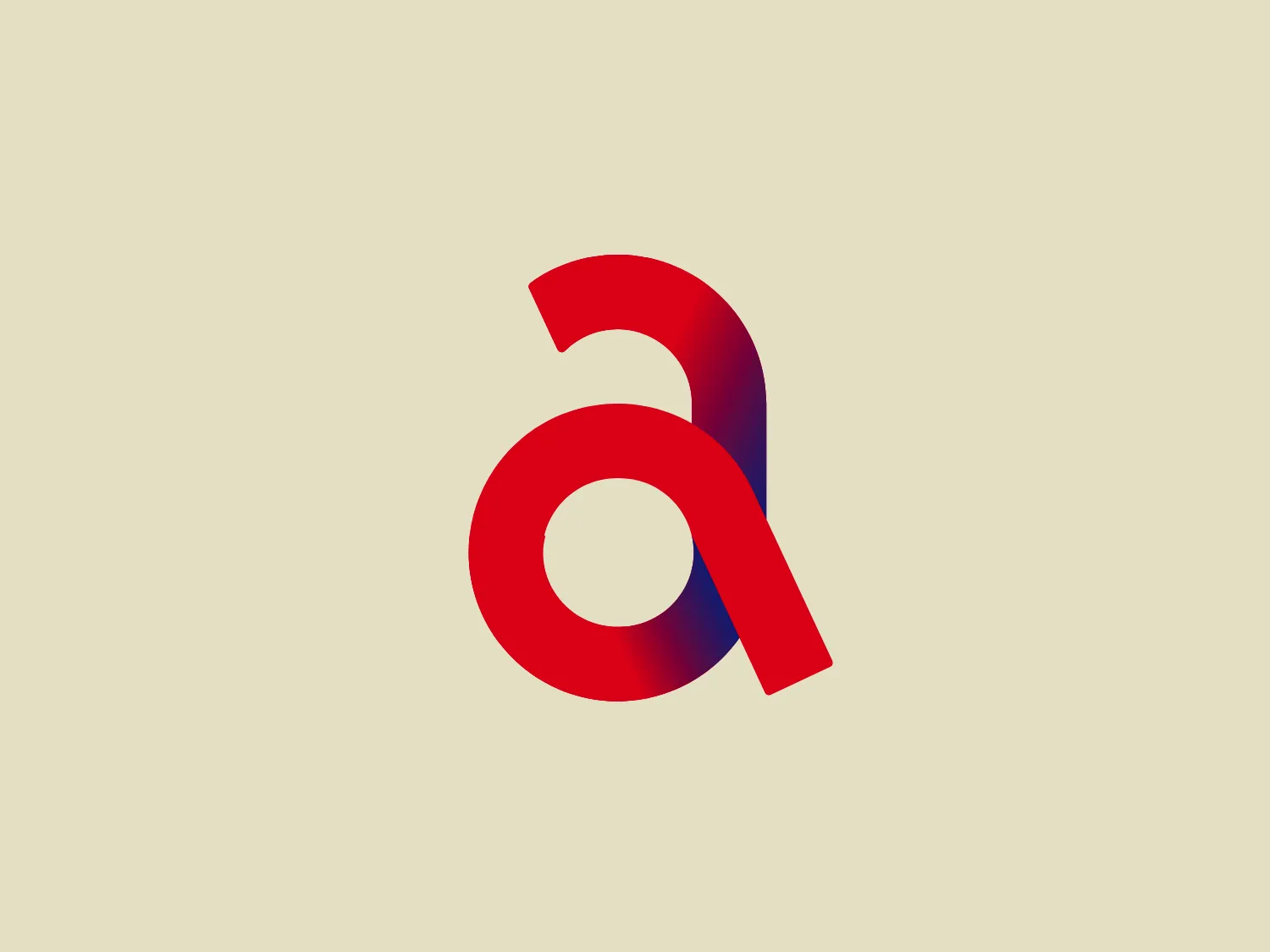 The Anhalt University logo features a stylized letter "a" with a modern and minimalistic design. The character is composed of two distinct colors: a vibrant red that makes up the circular body of the letter and a deep blue for the extended tail, which loops below and then stretches upward to the right, suggesting a sense of motion or progress. The colors transition smoothly where they overlap, creating a visually appealing gradient effect. The letterform itself has a bold presence, with the fluid curve of the "a" suggesting accessibility and innovation. The minimalist design foregoes any additional embellishments in favor of a clean and striking look.