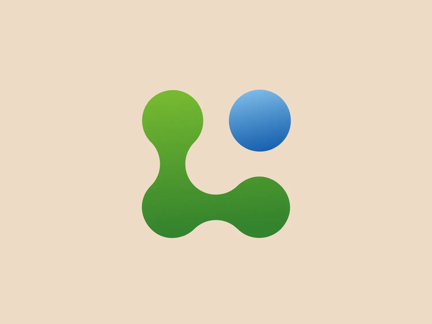 The Lifeline Aotearoa logo features an abstract design with organic shapes. The larger, amorphous, green shape, reminiscent of a bean or puzzle piece, is paired with a smaller, perfectly round, solid blue circle. The green shape appears to have a groove that suggests connectivity or interaction with the blue circle. The logo uses a clean and modern design aesthetic with smooth, flowing edges and flat colors, giving it a dynamic yet approachable feel. The chosen color palette is vibrant and earthy, potentially implying freshness or eco-friendliness.